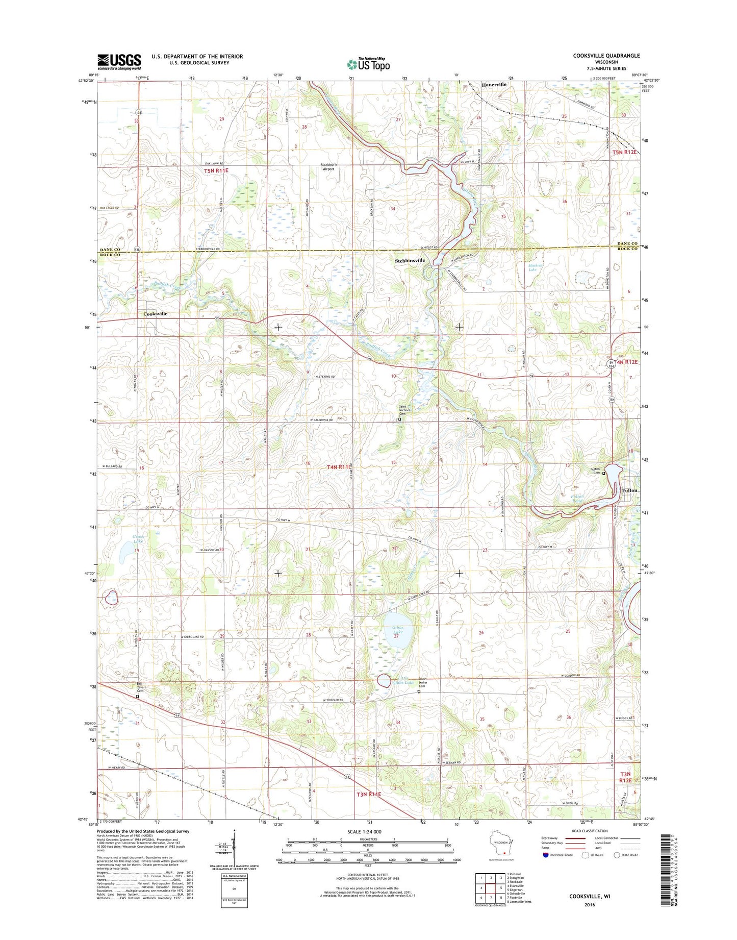 Cooksville Wisconsin US Topo Map Image