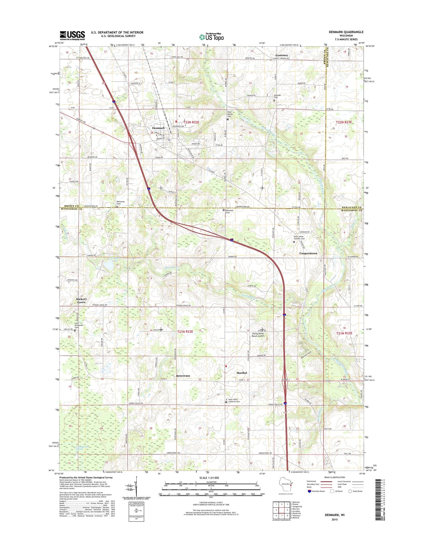 Denmark Wisconsin US Topo Map Image