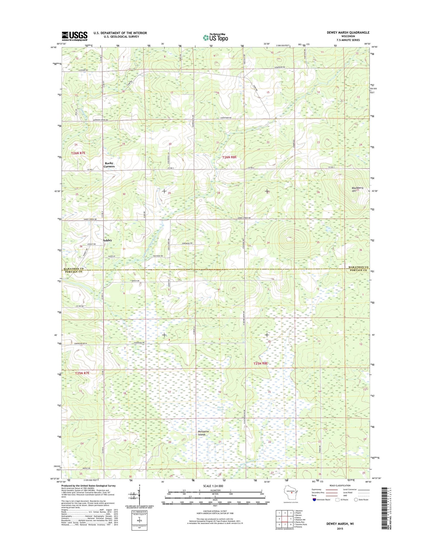 Dewey Marsh Wisconsin US Topo Map Image