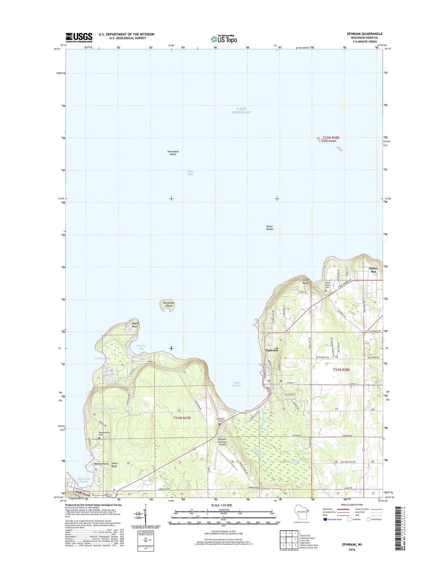 Ephraim Wisconsin US Topo Map Image