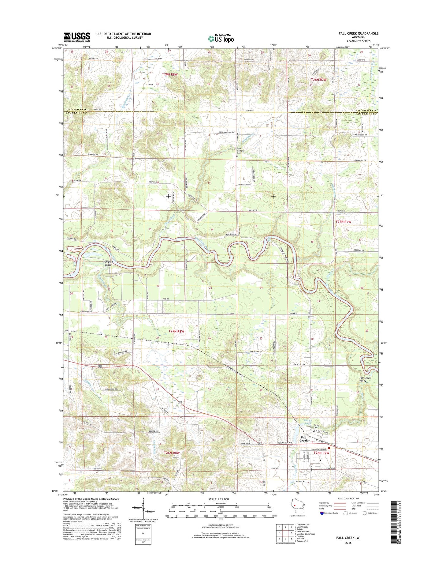Fall Creek Wisconsin US Topo Map Image