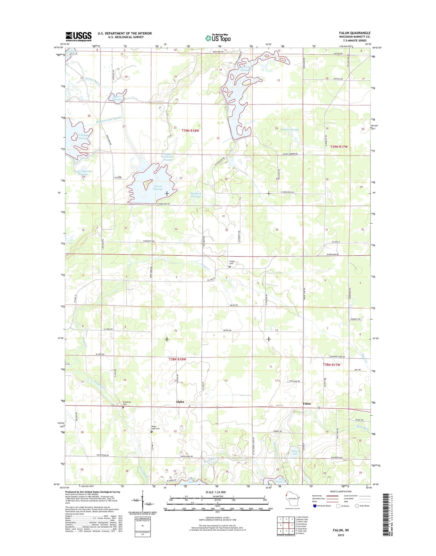 Falun Wisconsin US Topo Map Image