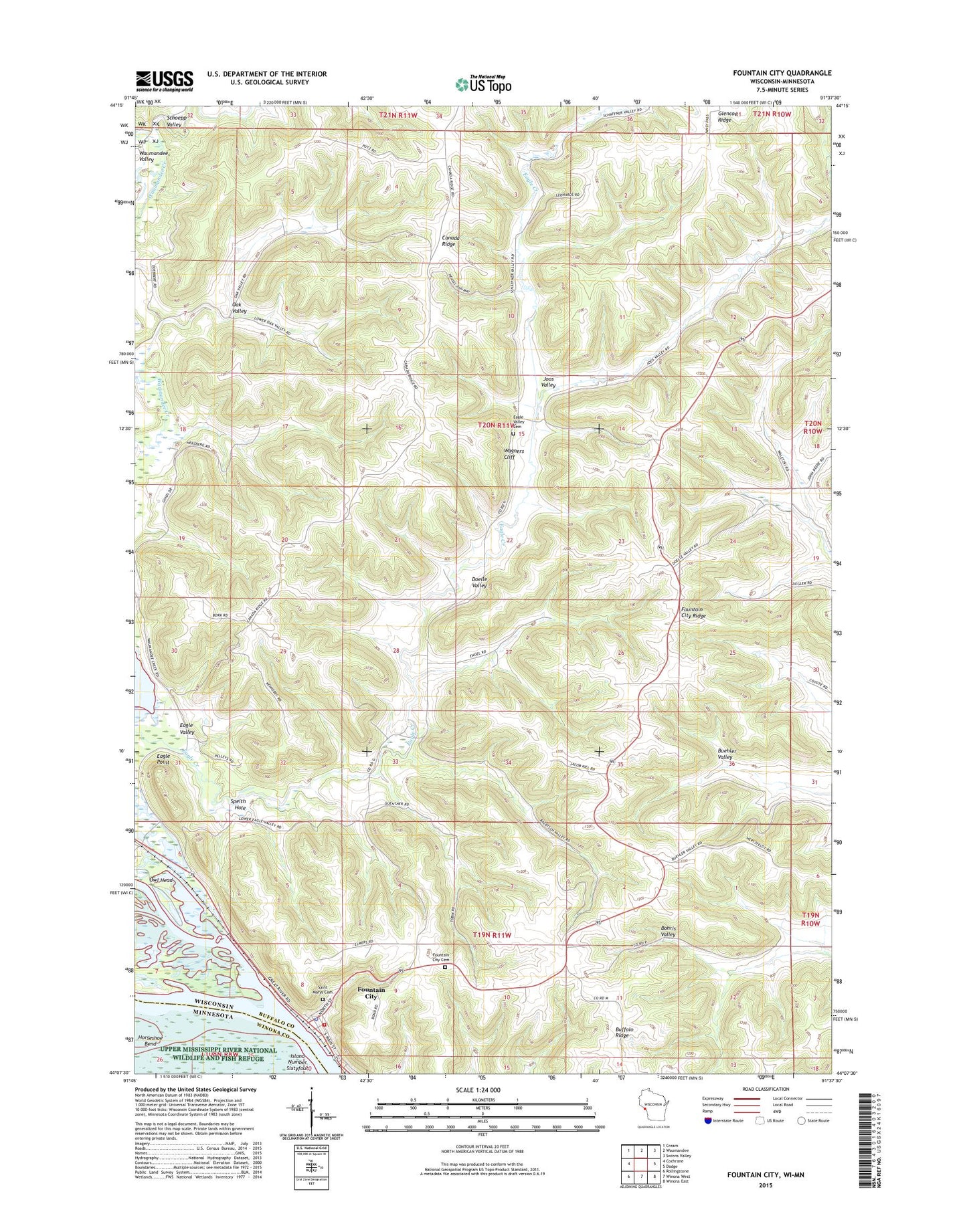 Fountain City Wisconsin US Topo Map Image