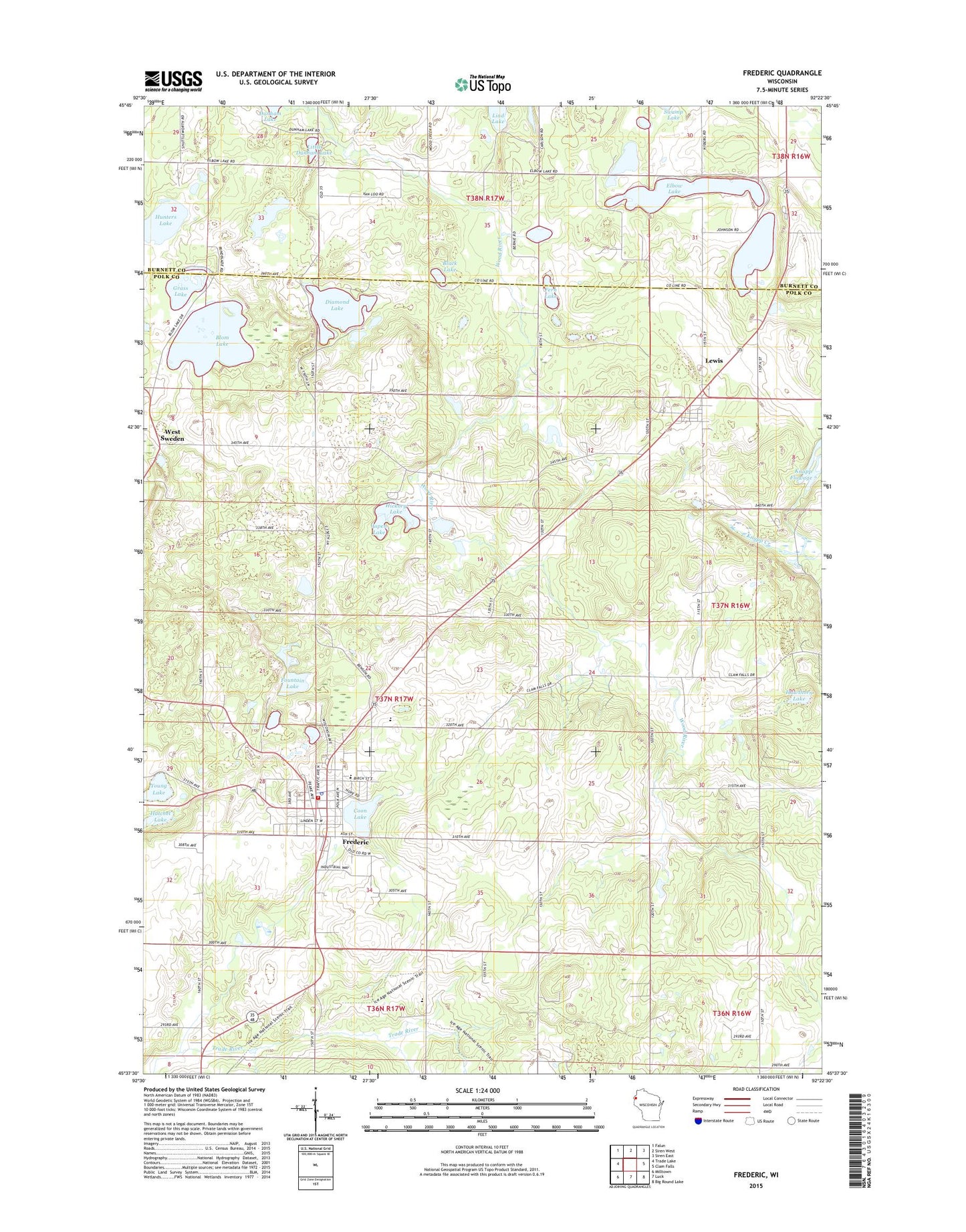 Frederic Wisconsin US Topo Map Image