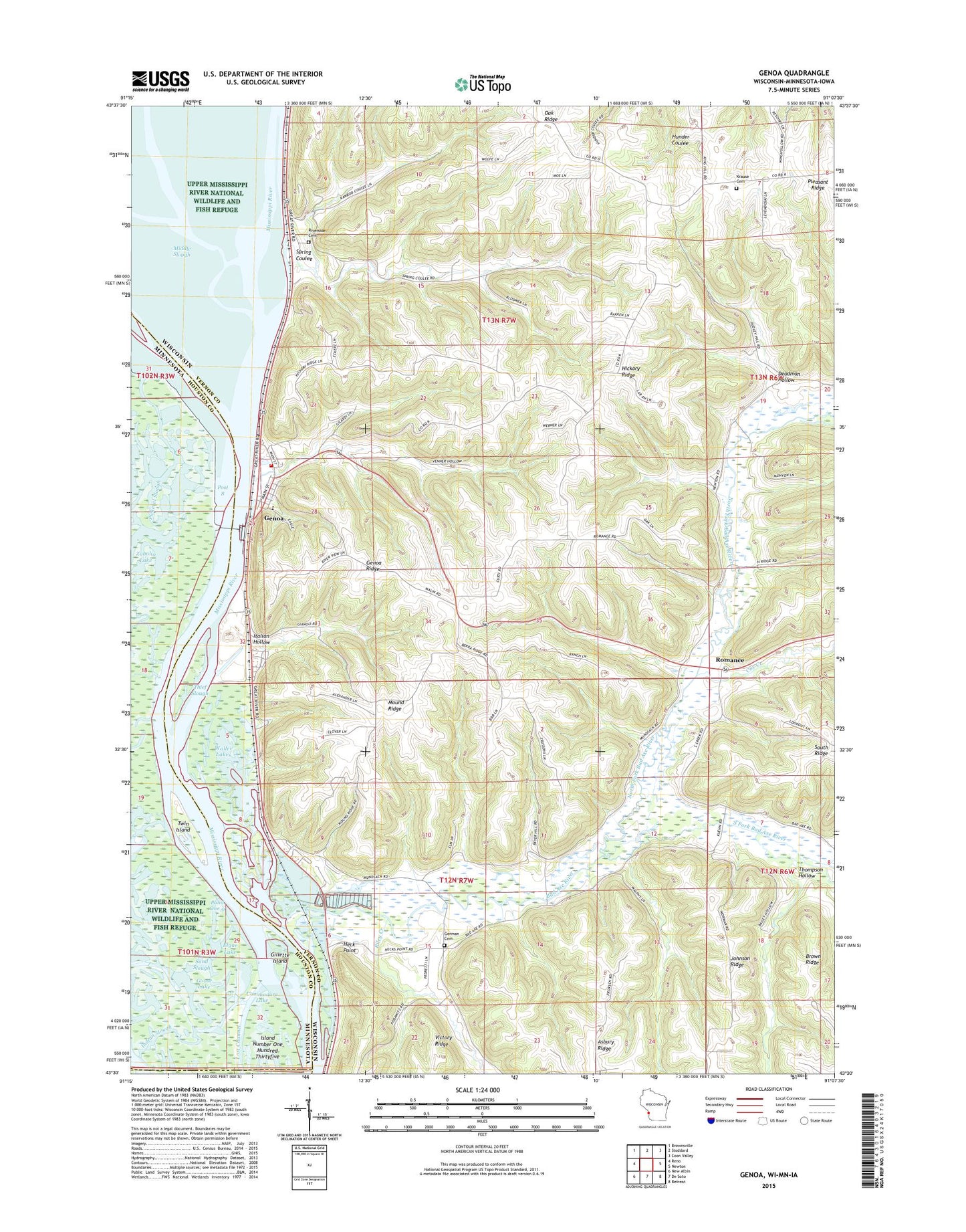 Genoa Wisconsin US Topo Map Image