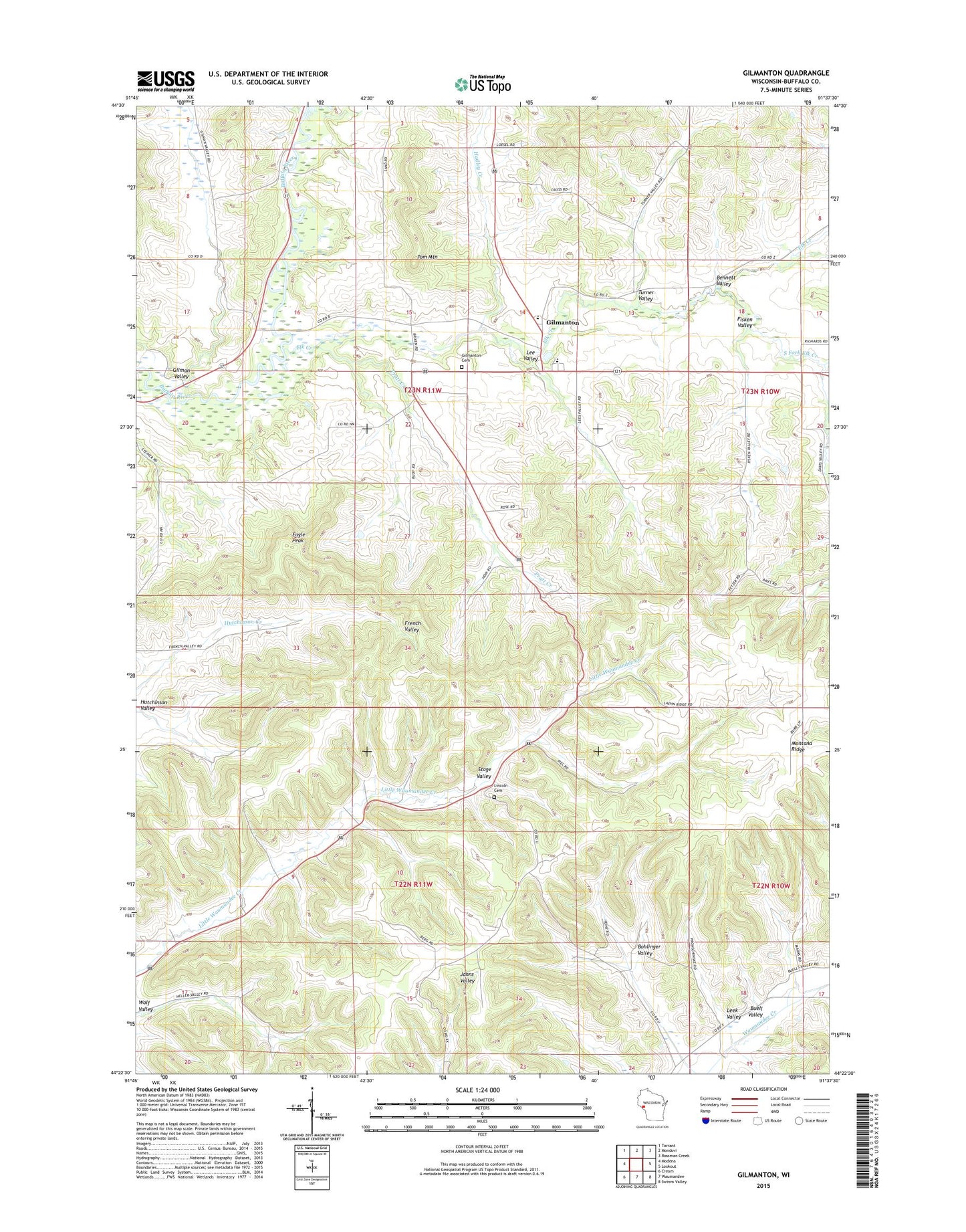 Gilmanton Wisconsin US Topo Map Image