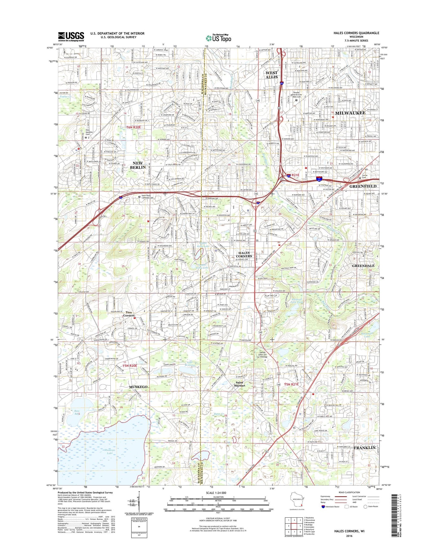 Hales Corners Wisconsin US Topo Map Image