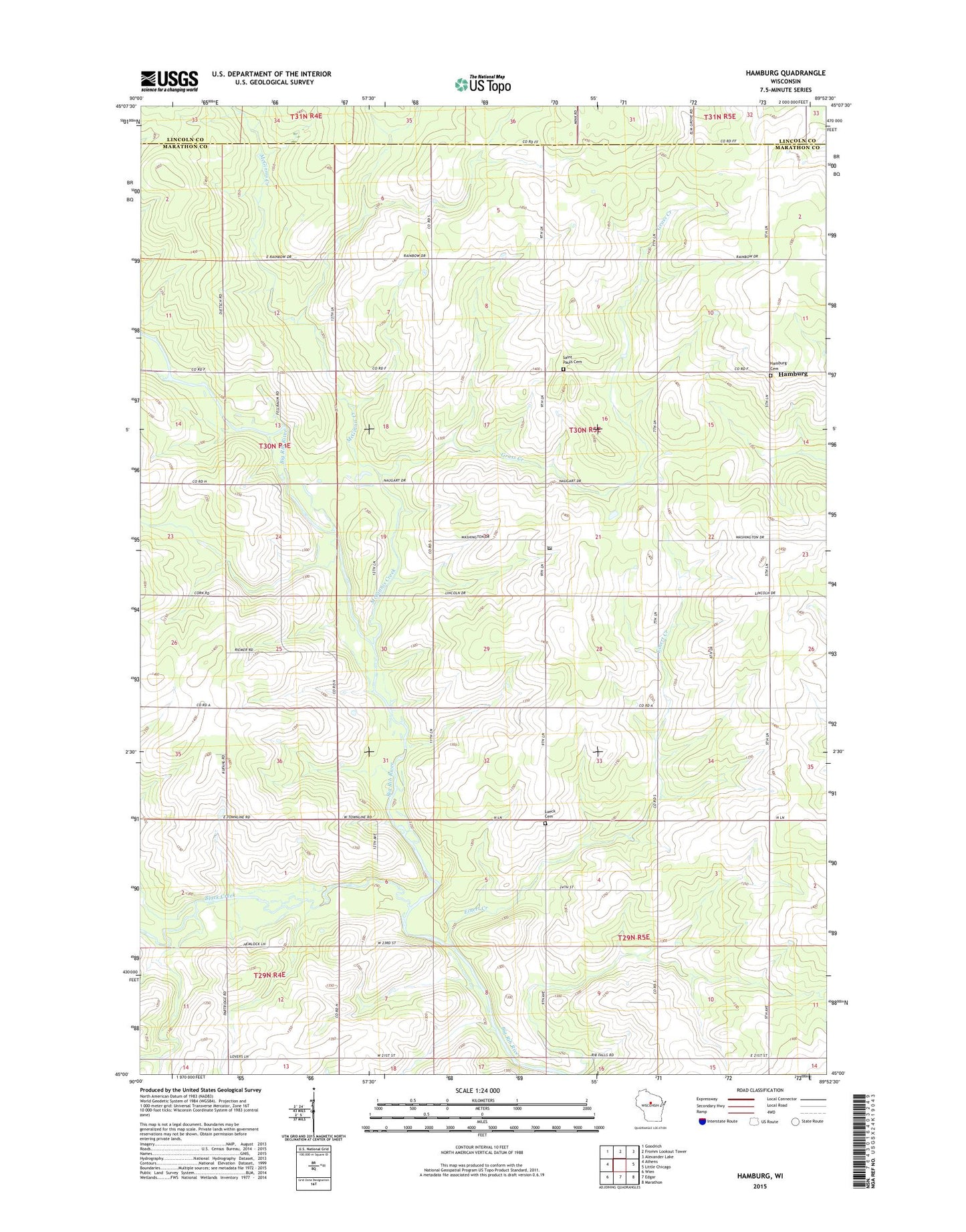 Hamburg Wisconsin US Topo Map Image