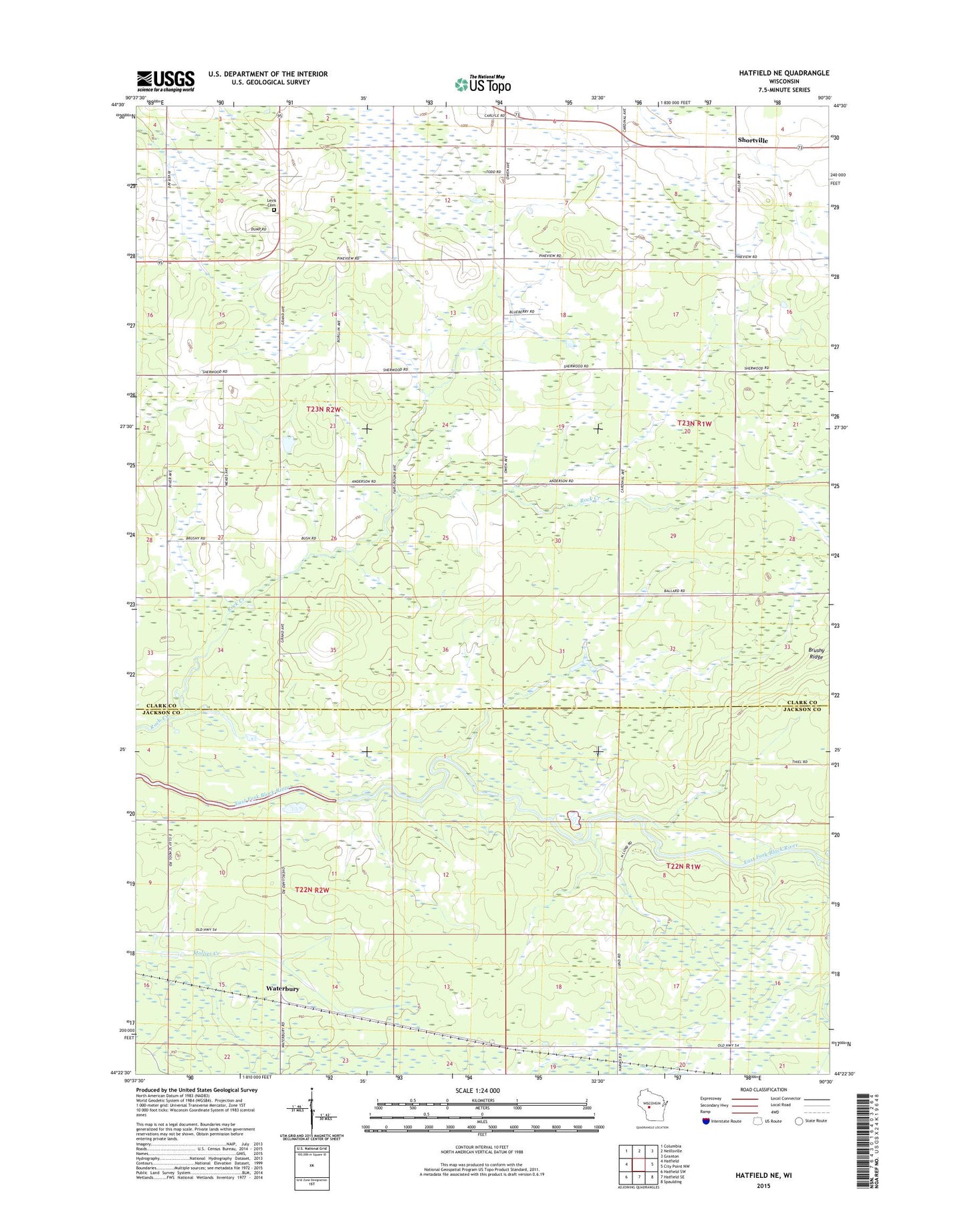 Hatfield NE Wisconsin US Topo Map Image