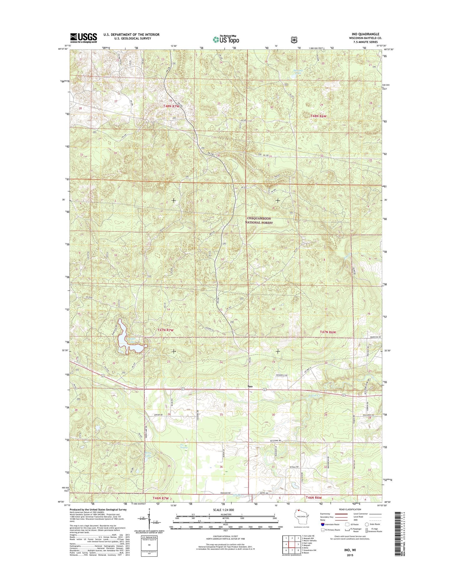 Ino Wisconsin US Topo Map Image