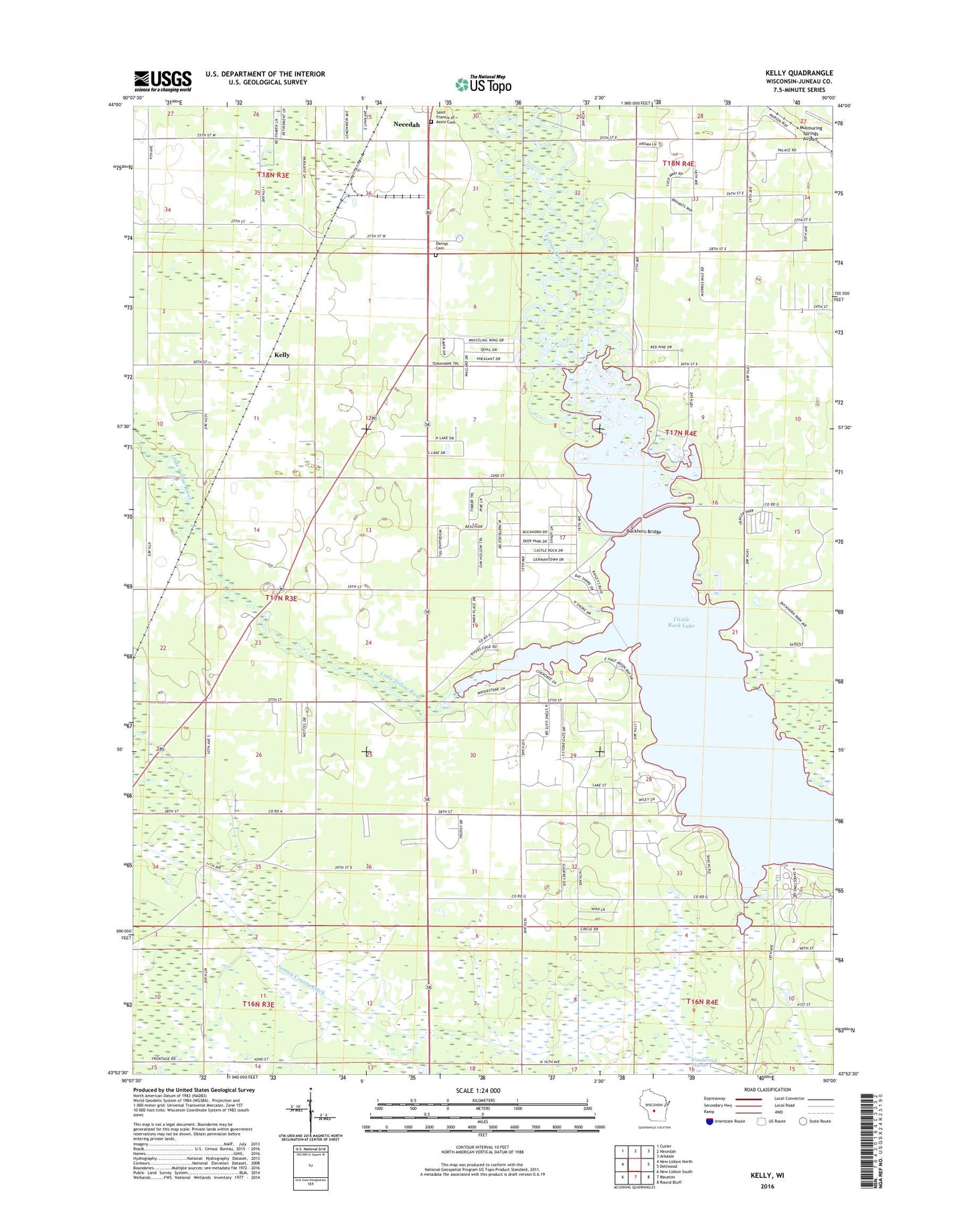 Kelly Wisconsin US Topo Map Image