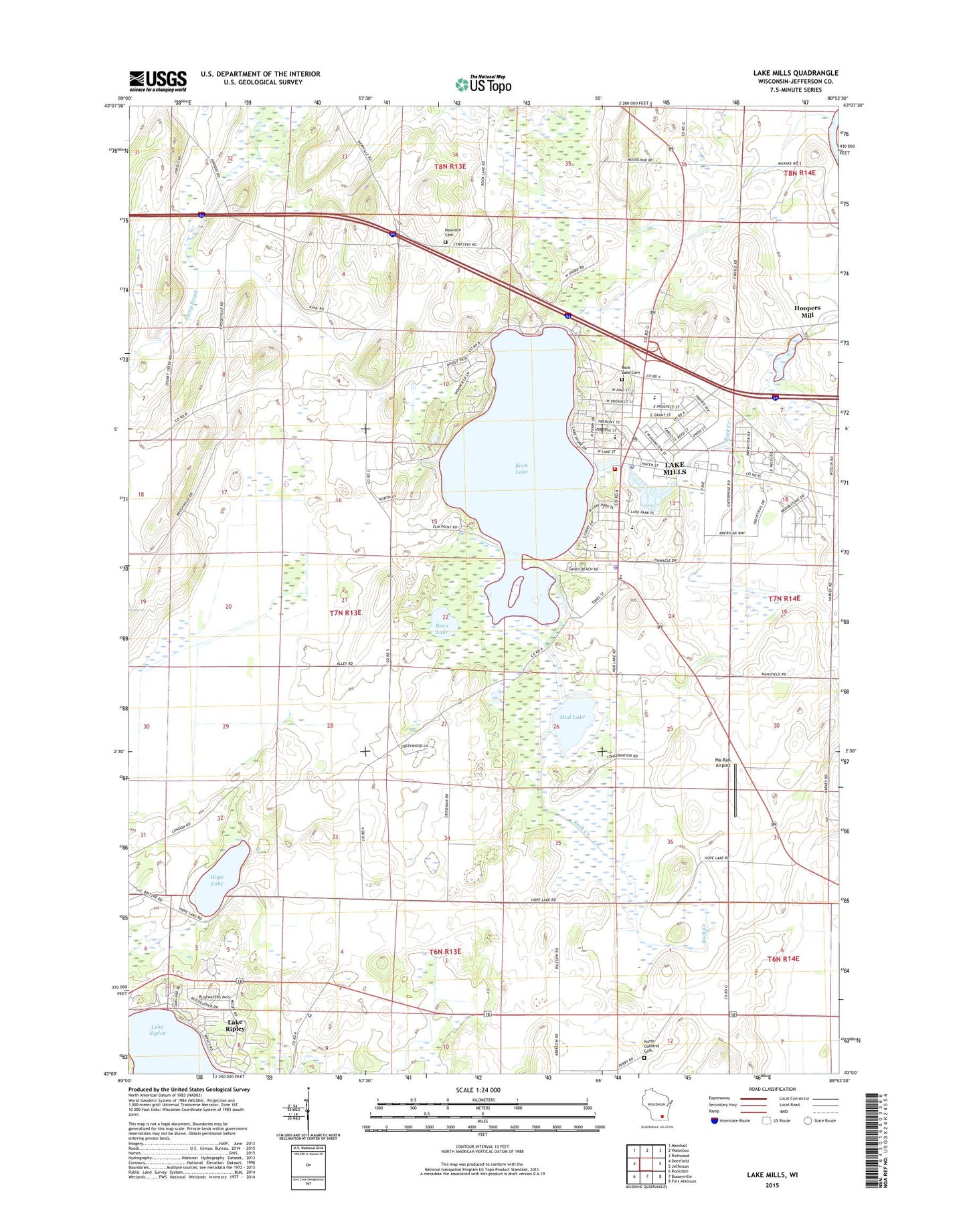 Lake Mills Wisconsin US Topo Map Image