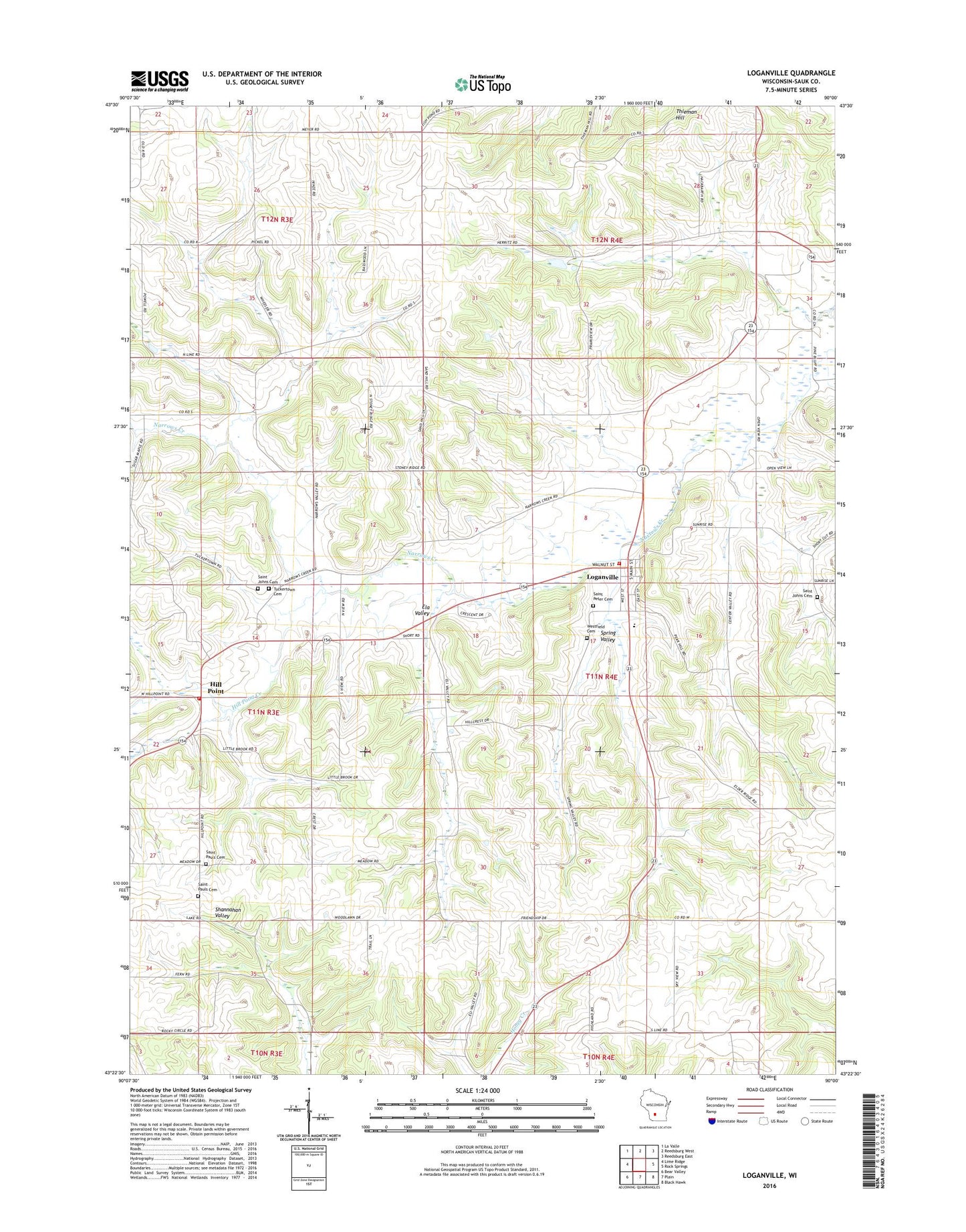 Loganville Wisconsin US Topo Map Image