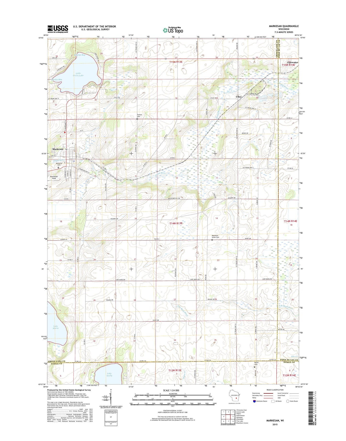 Markesan Wisconsin US Topo Map Image