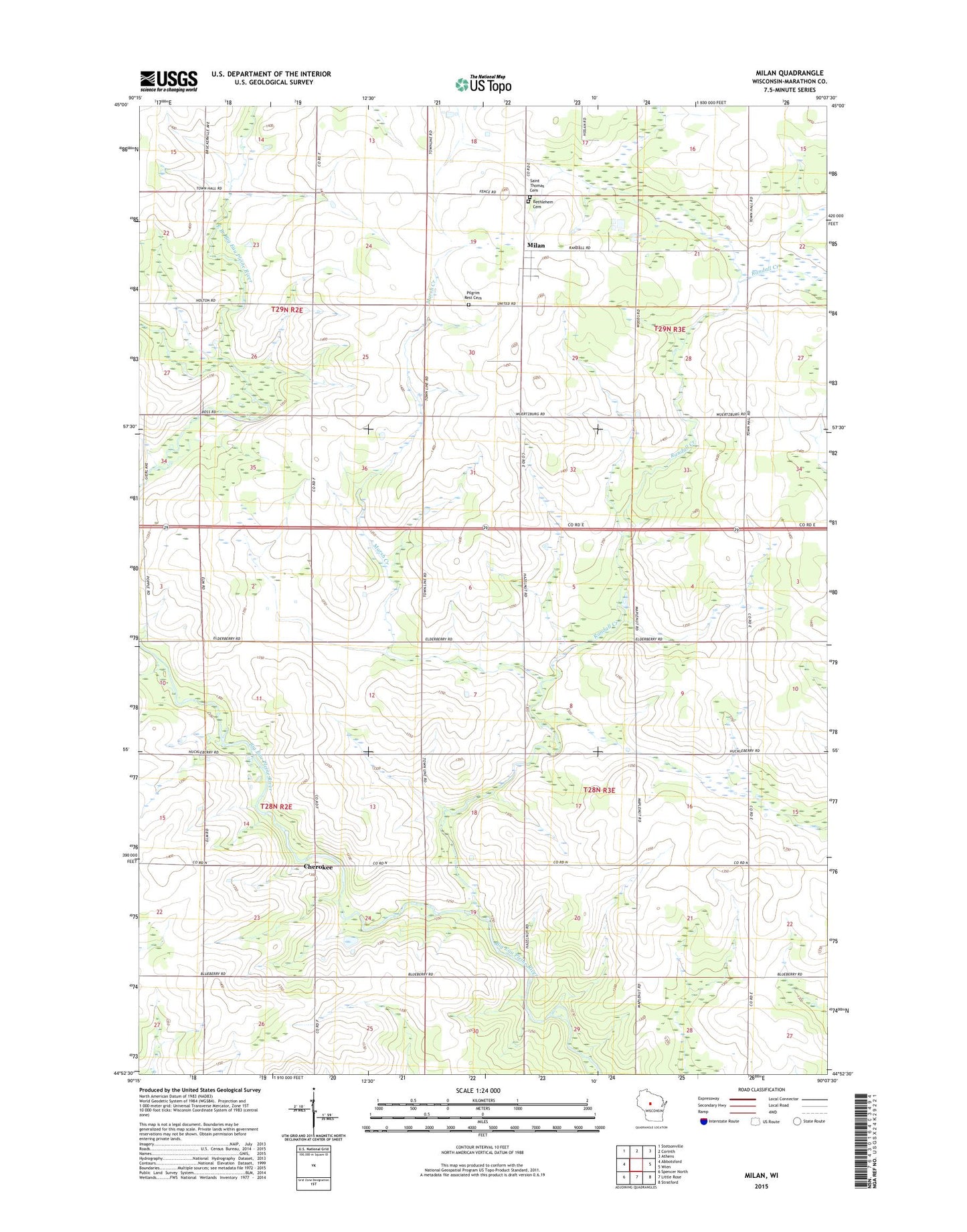 Milan Wisconsin US Topo Map Image