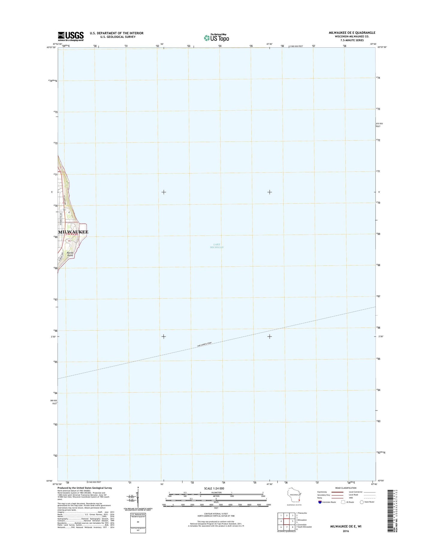 Milwaukee OE E Wisconsin US Topo Map Image