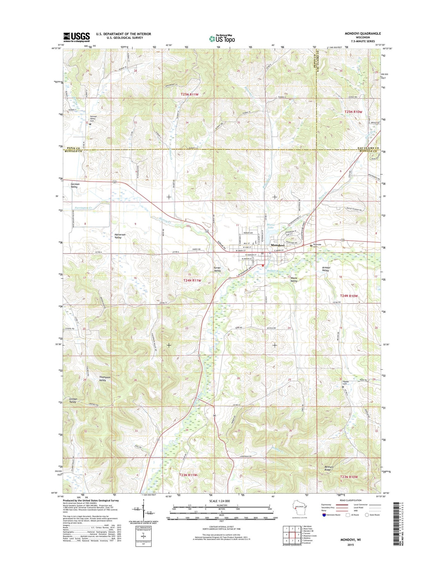 Mondovi Wisconsin US Topo Map Image