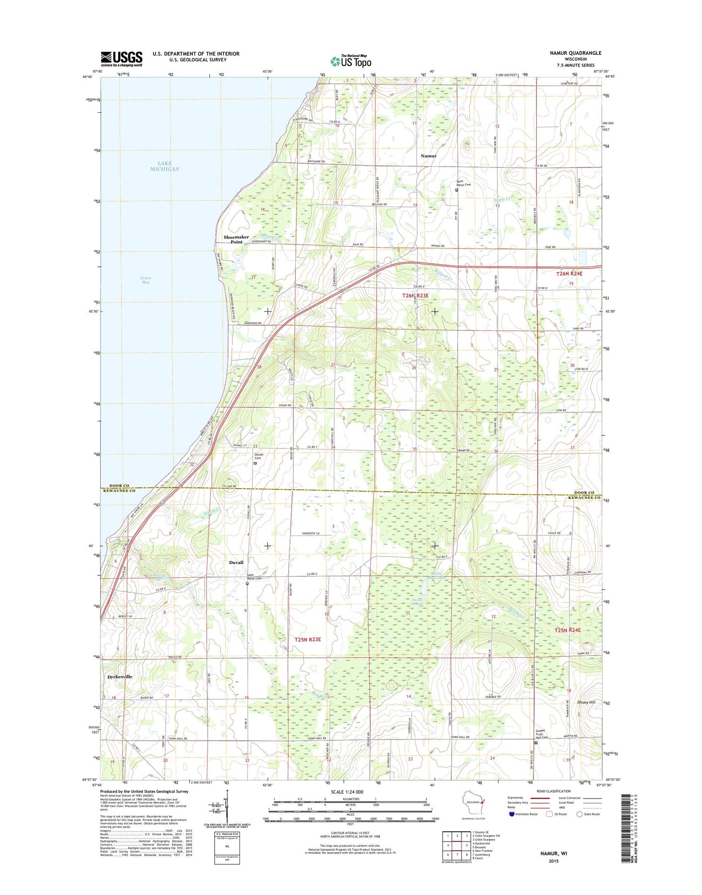 Namur Wisconsin US Topo Map Image