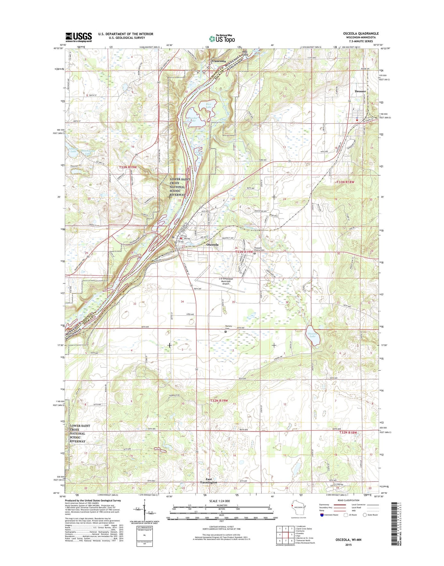Osceola Wisconsin US Topo Map Image