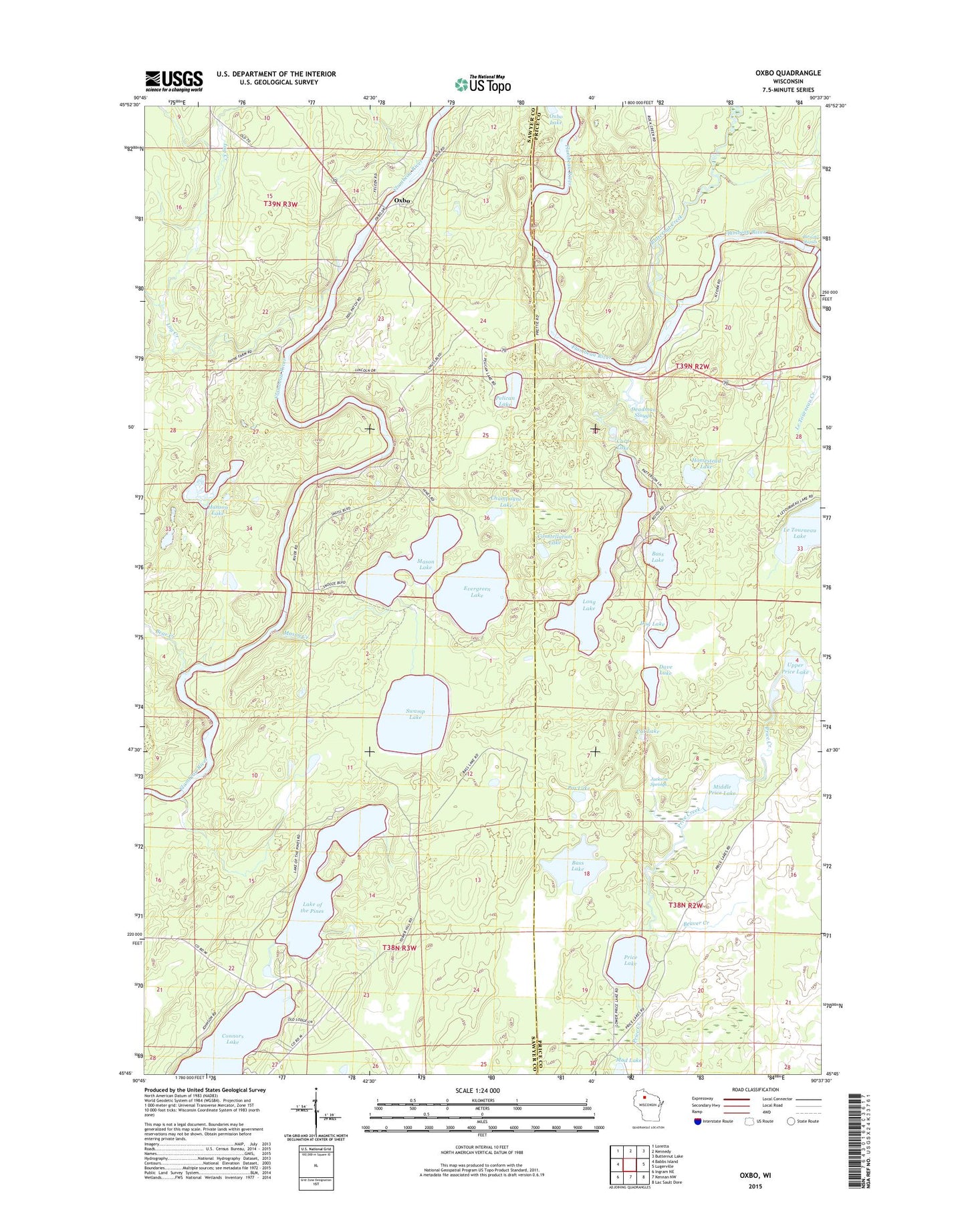 Oxbo Wisconsin US Topo Map Image