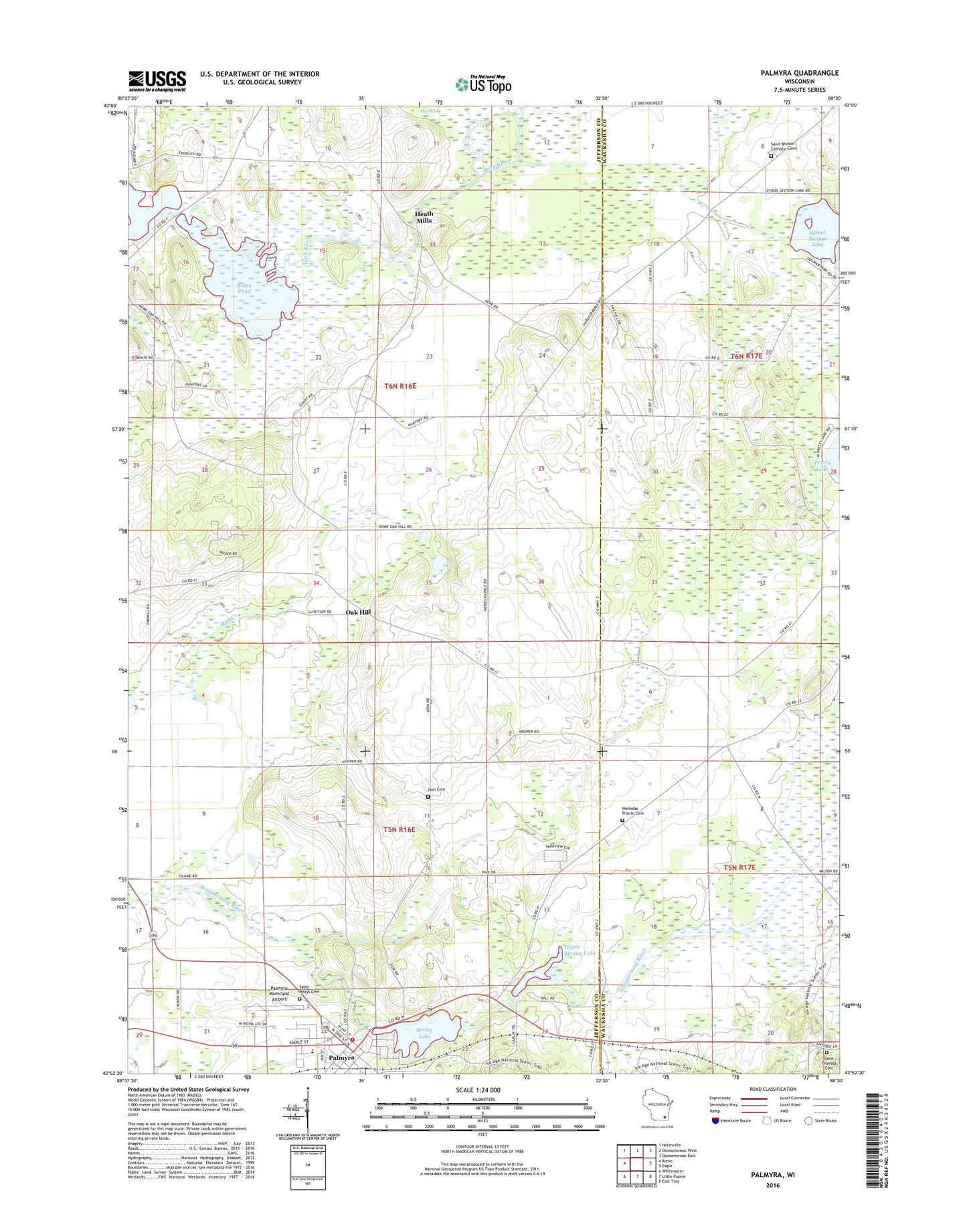 Palmyra Wisconsin US Topo Map Image