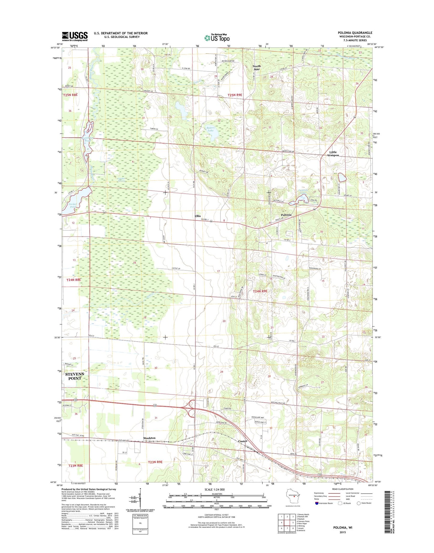 Polonia Wisconsin US Topo Map Image