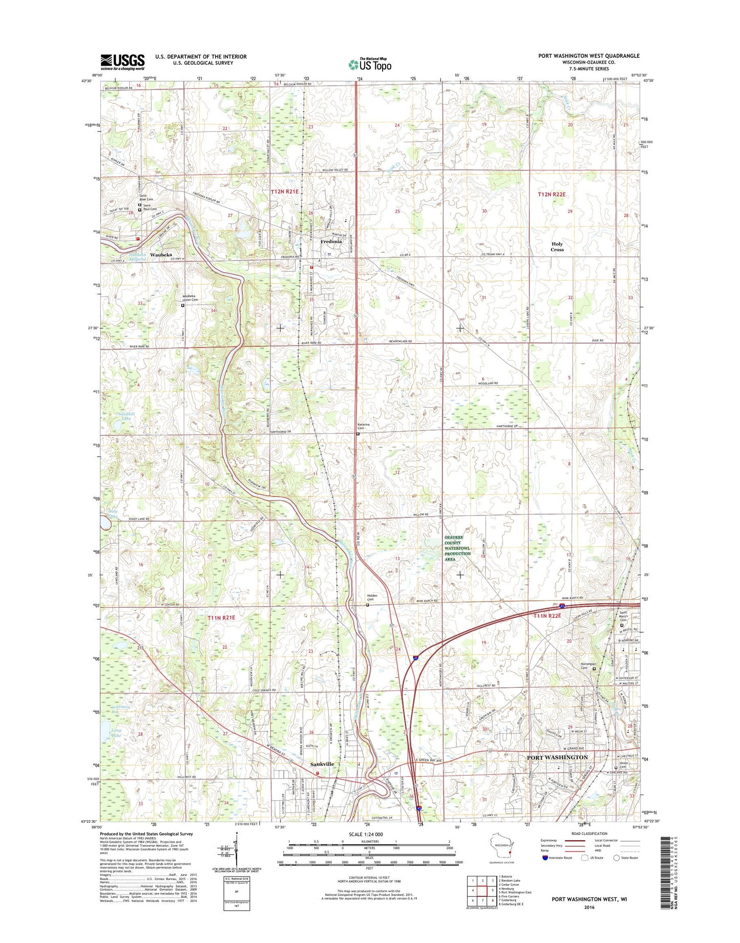 Port Washington West Wisconsin US Topo Map Image