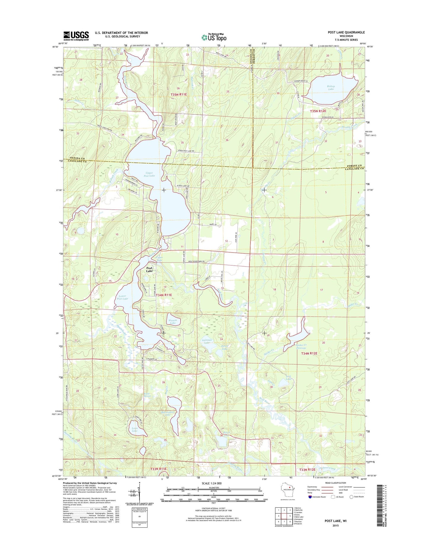 Post Lake Wisconsin US Topo Map Image