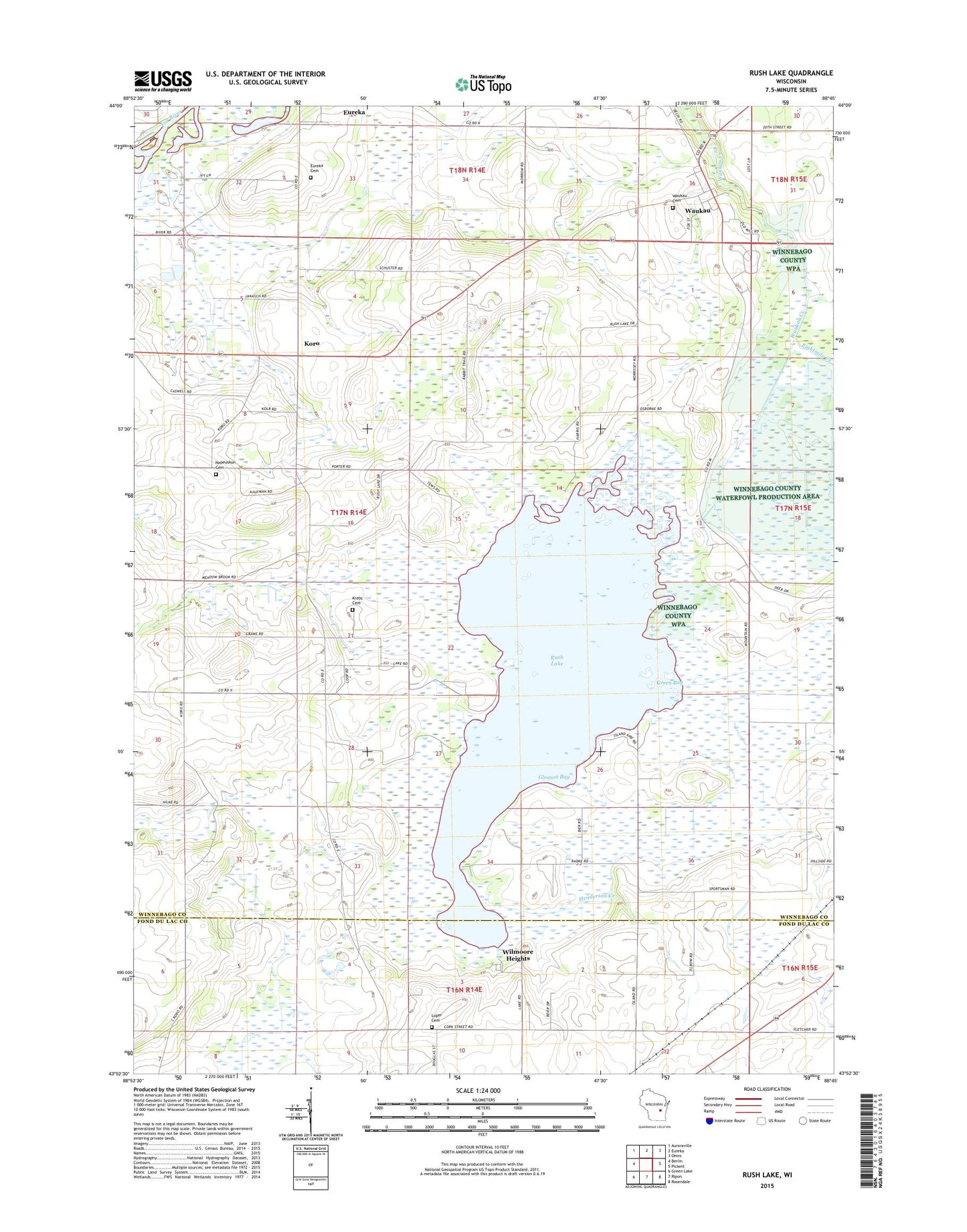 Rush Lake Wisconsin US Topo Map Image