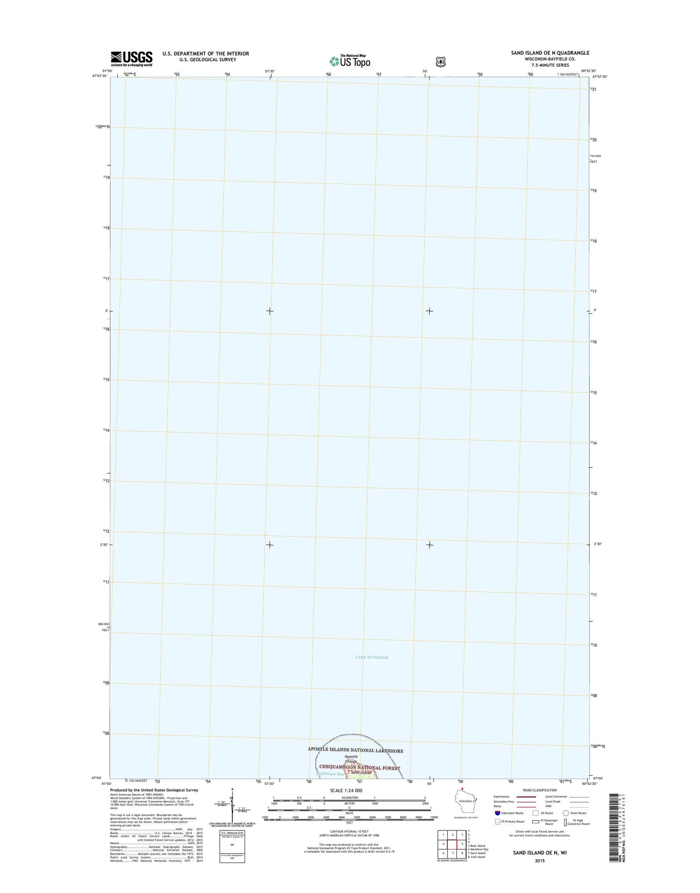 Sand Island OE N Wisconsin US Topo Map Image
