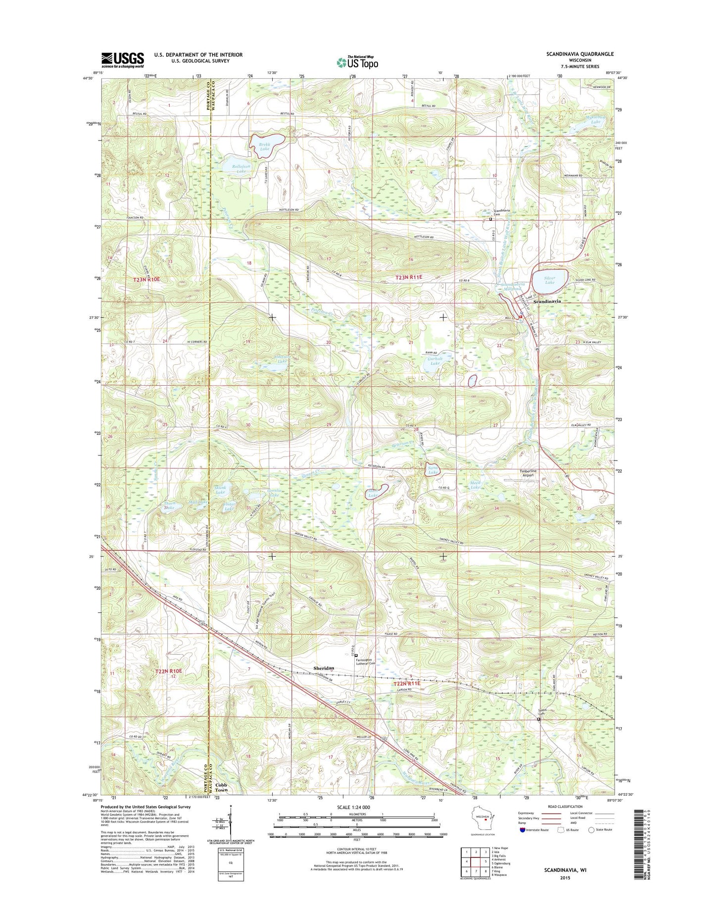 Scandinavia Wisconsin US Topo Map Image
