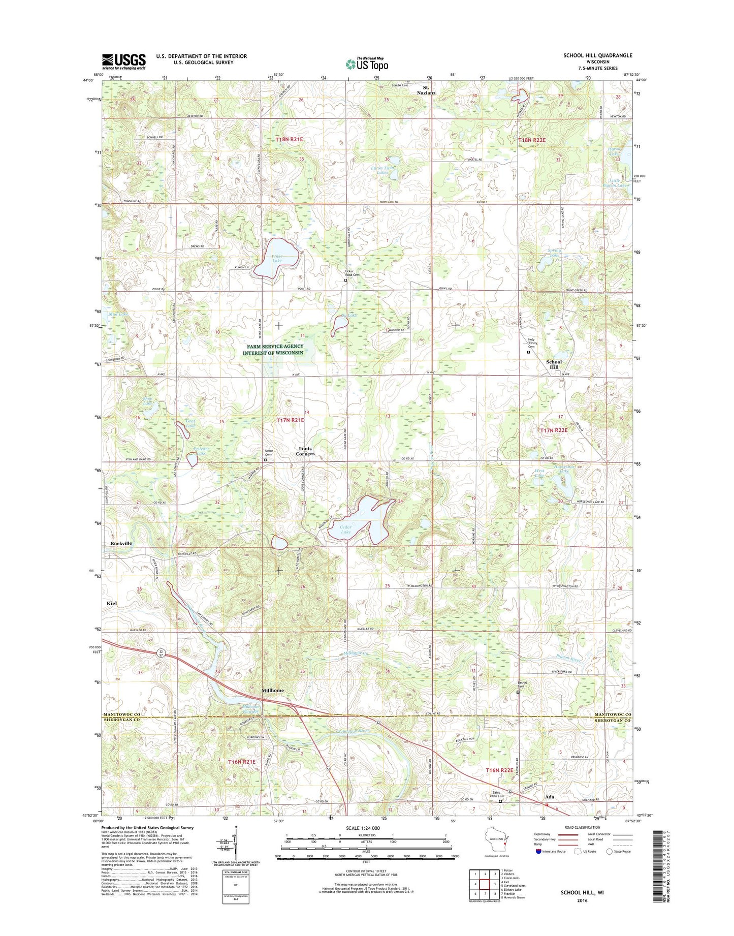 School Hill Wisconsin US Topo Map Image