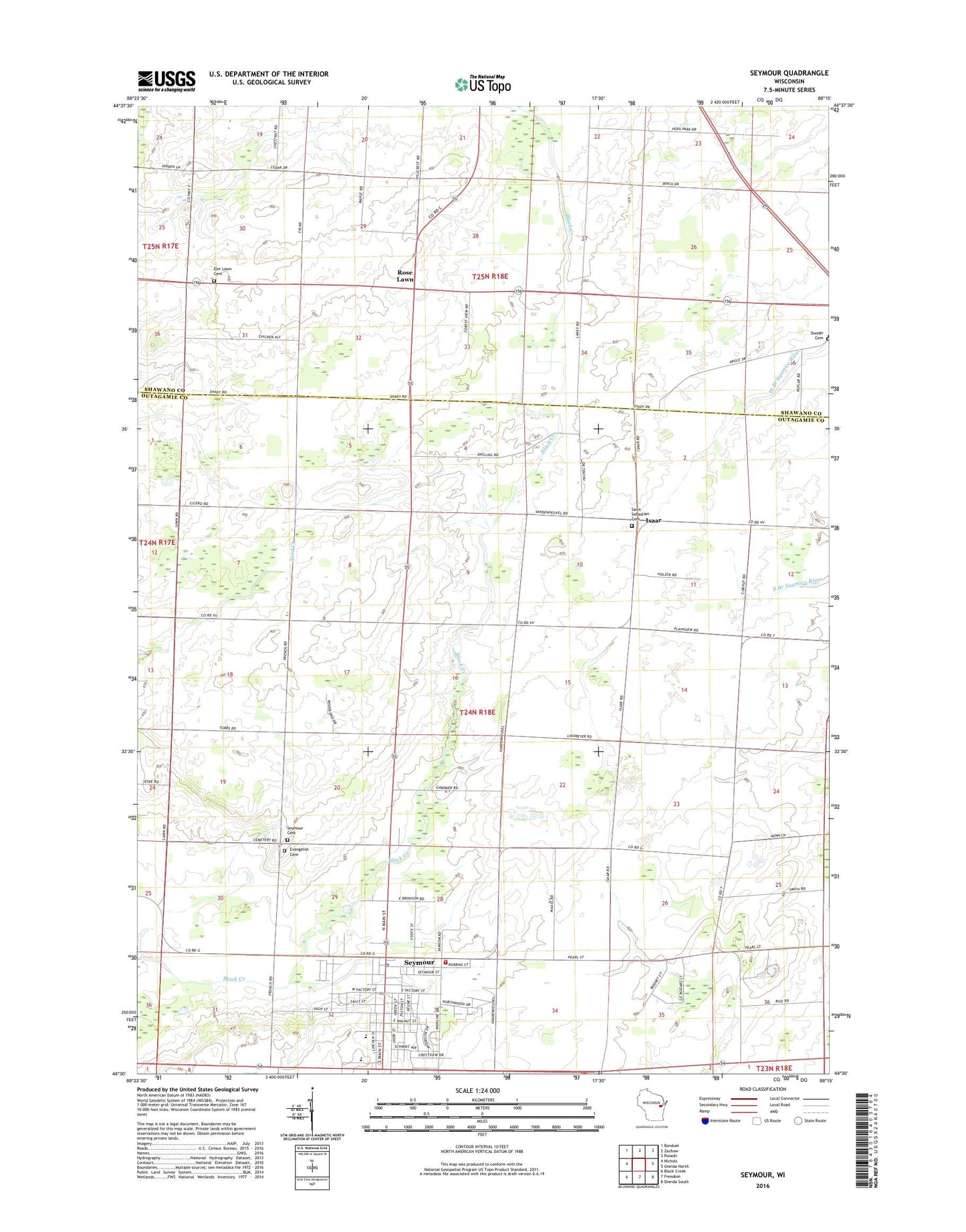 Seymour Wisconsin US Topo Map Image