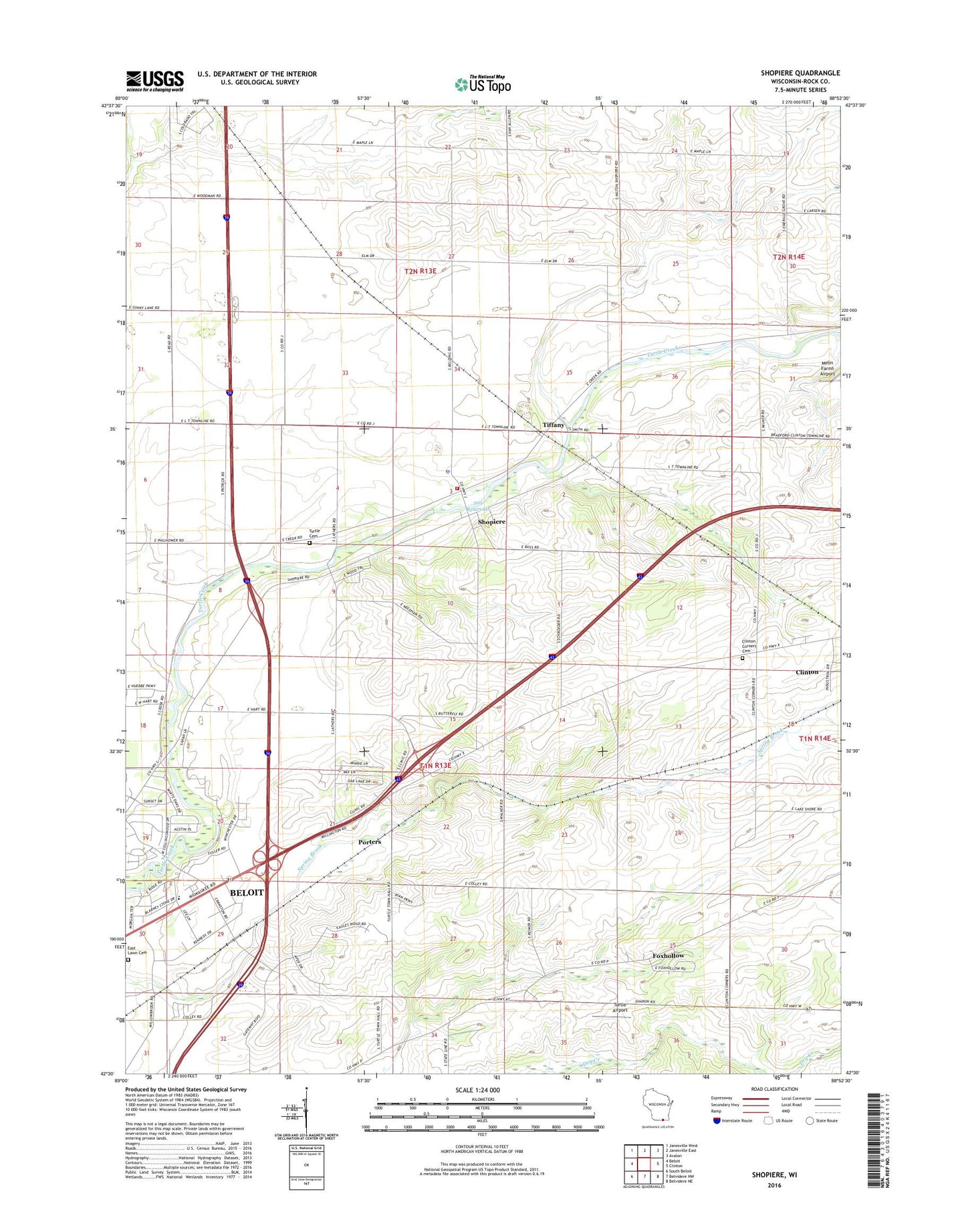 Shopiere Wisconsin US Topo Map Image