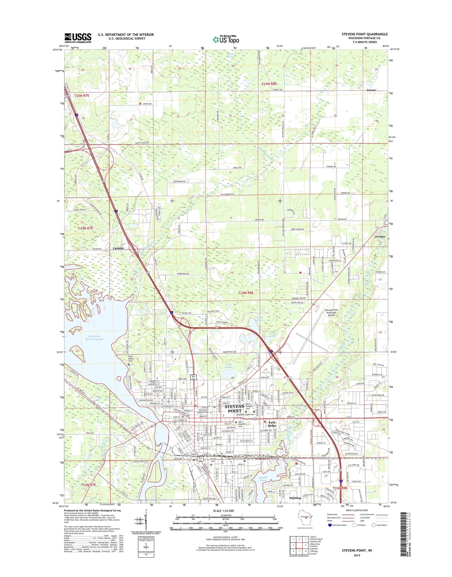Stevens Point Wisconsin US Topo Map Image