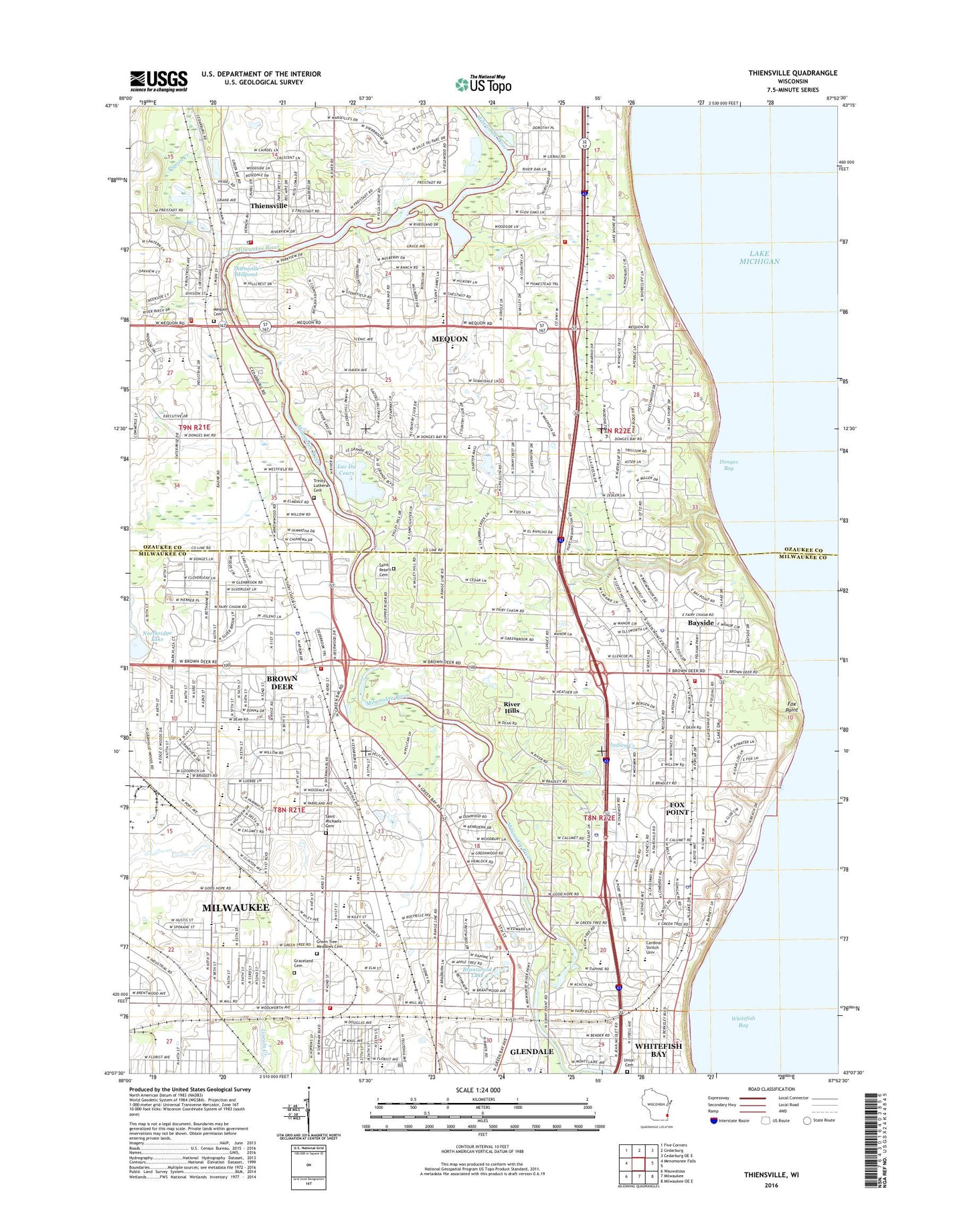 Thiensville Wisconsin US Topo Map Image