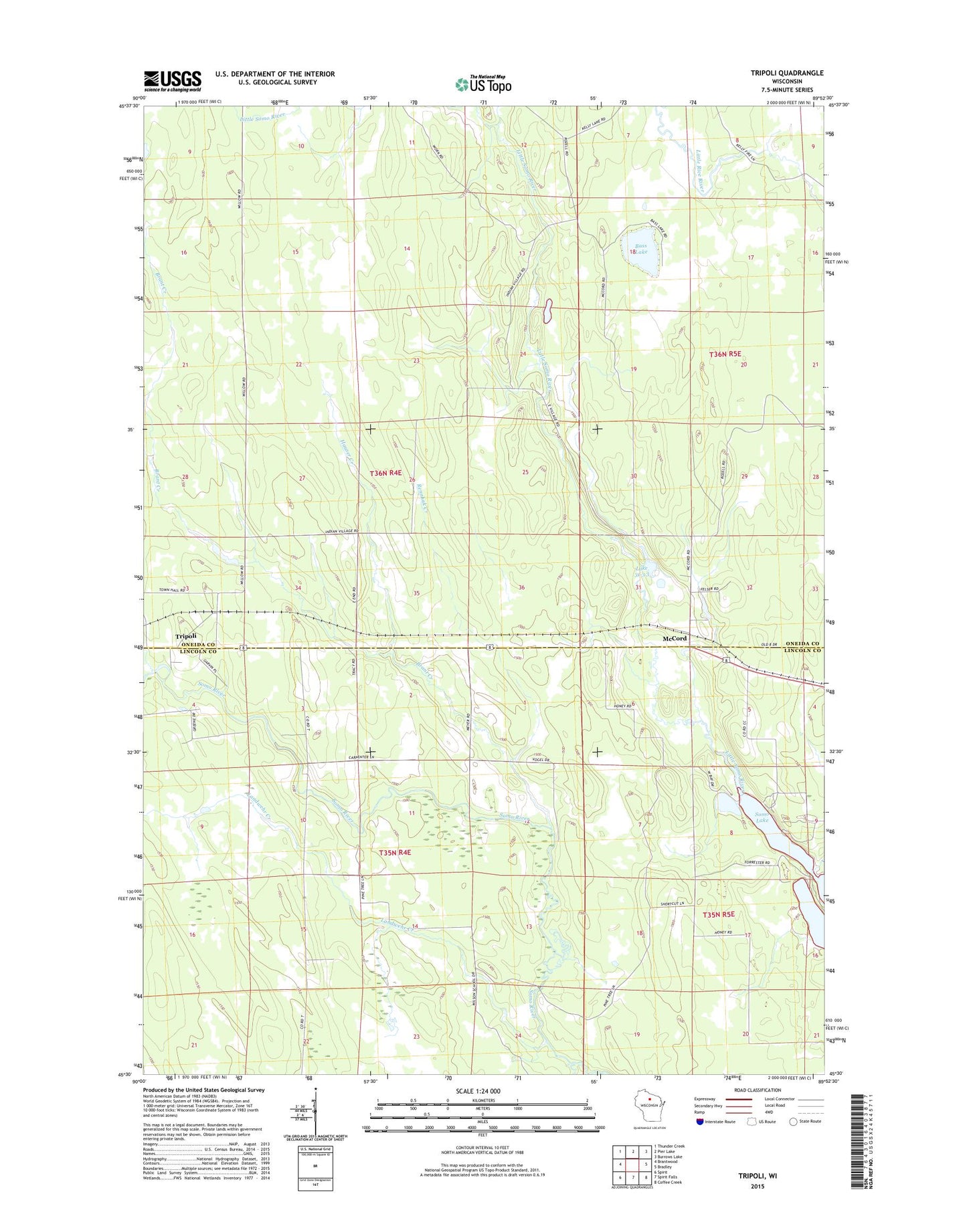 Tripoli Wisconsin US Topo Map Image