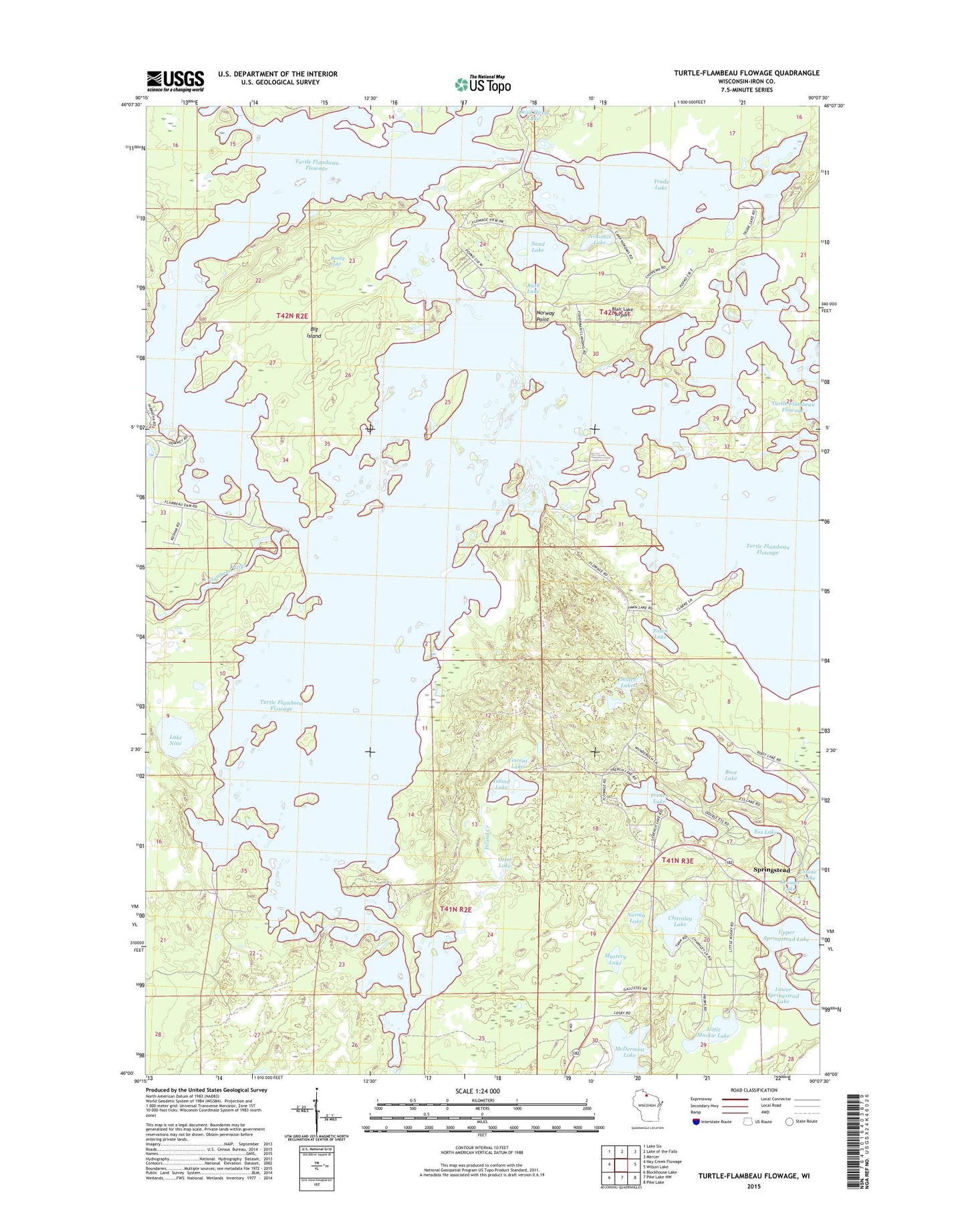 Turtle-Flambeau Flowage Wisconsin US Topo Map Image
