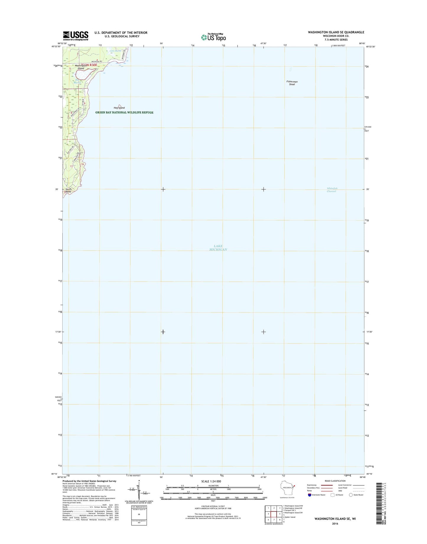 Washington Island SE Wisconsin US Topo Map Image