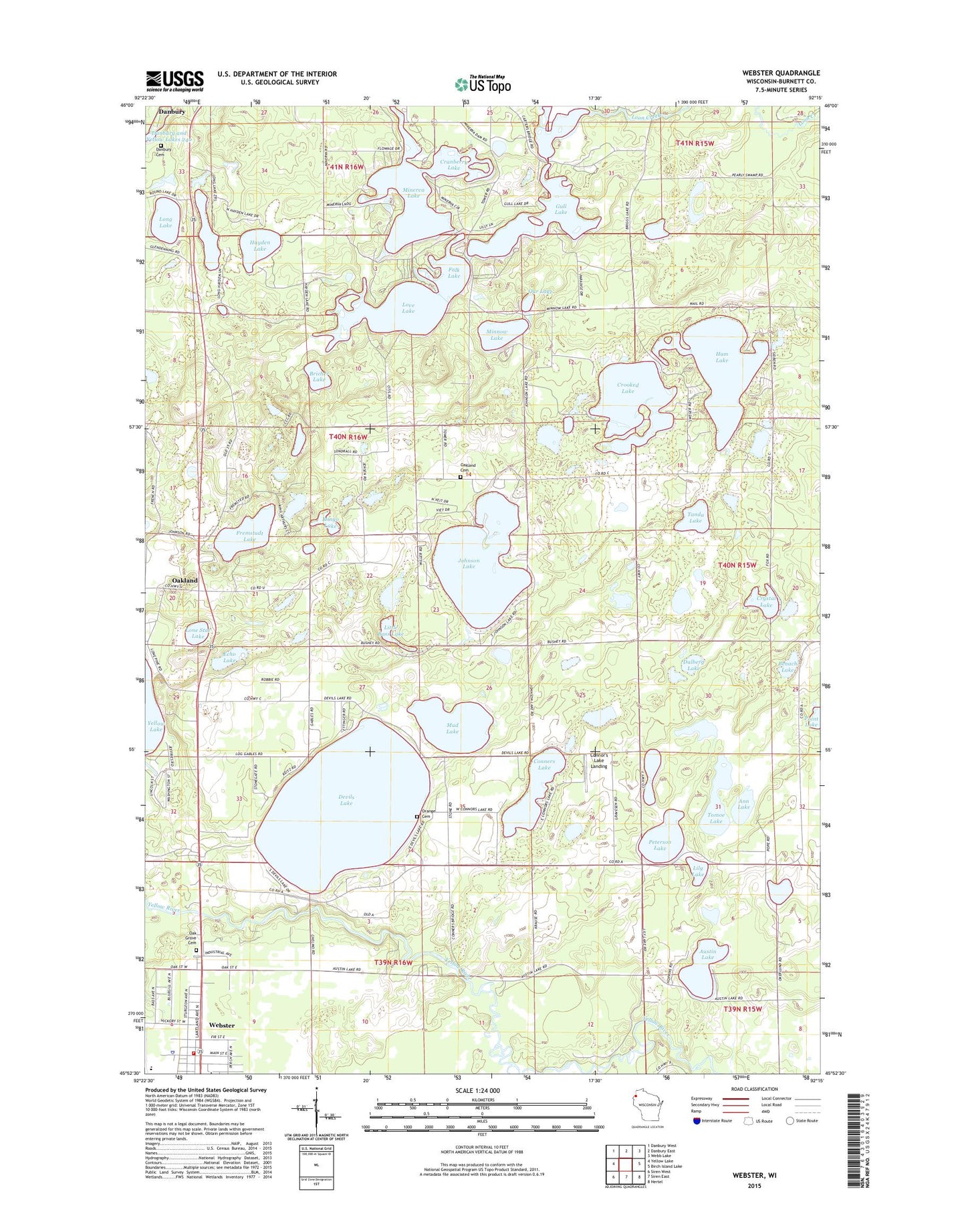 Webster Wisconsin US Topo Map Image