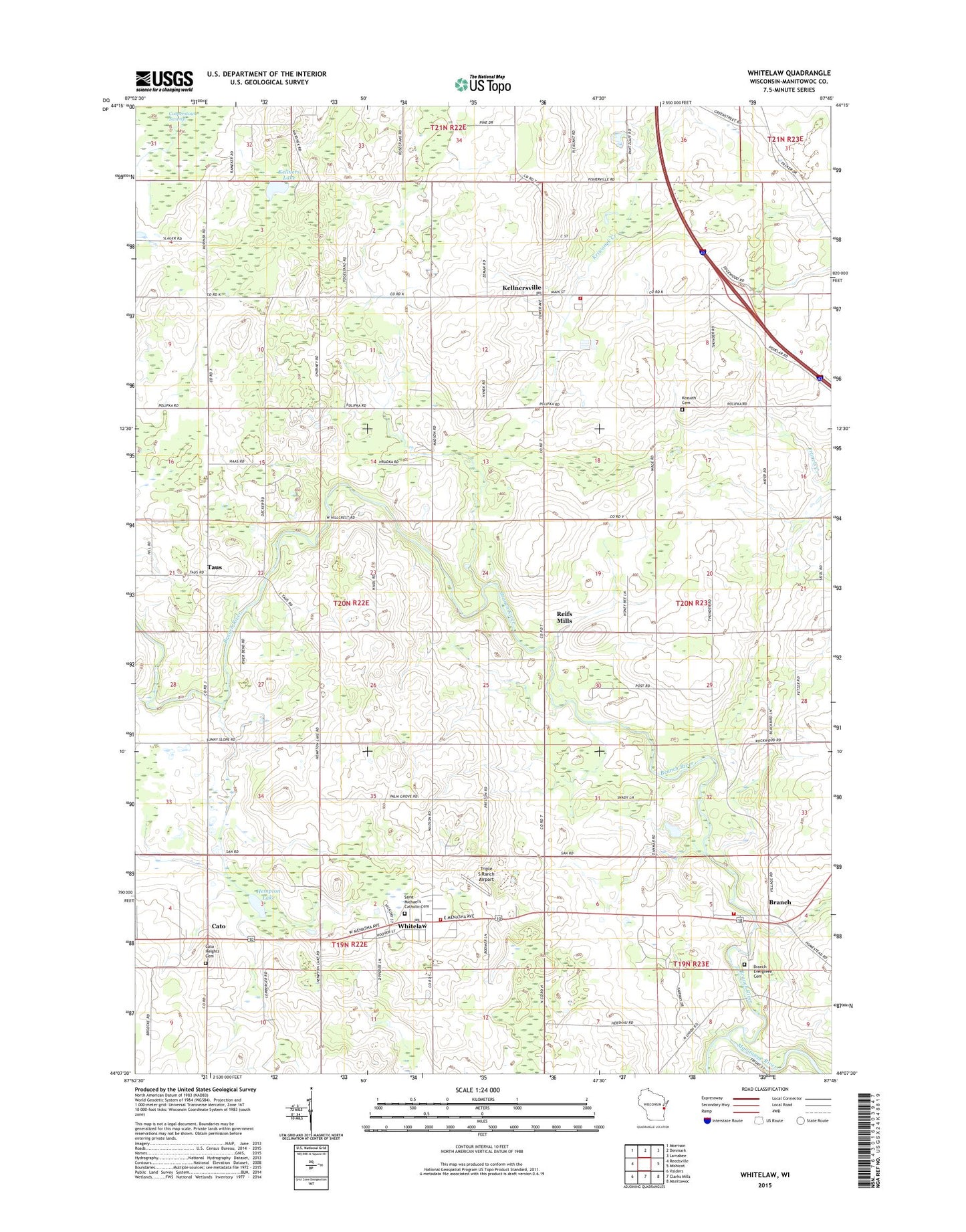 Whitelaw Wisconsin US Topo Map Image