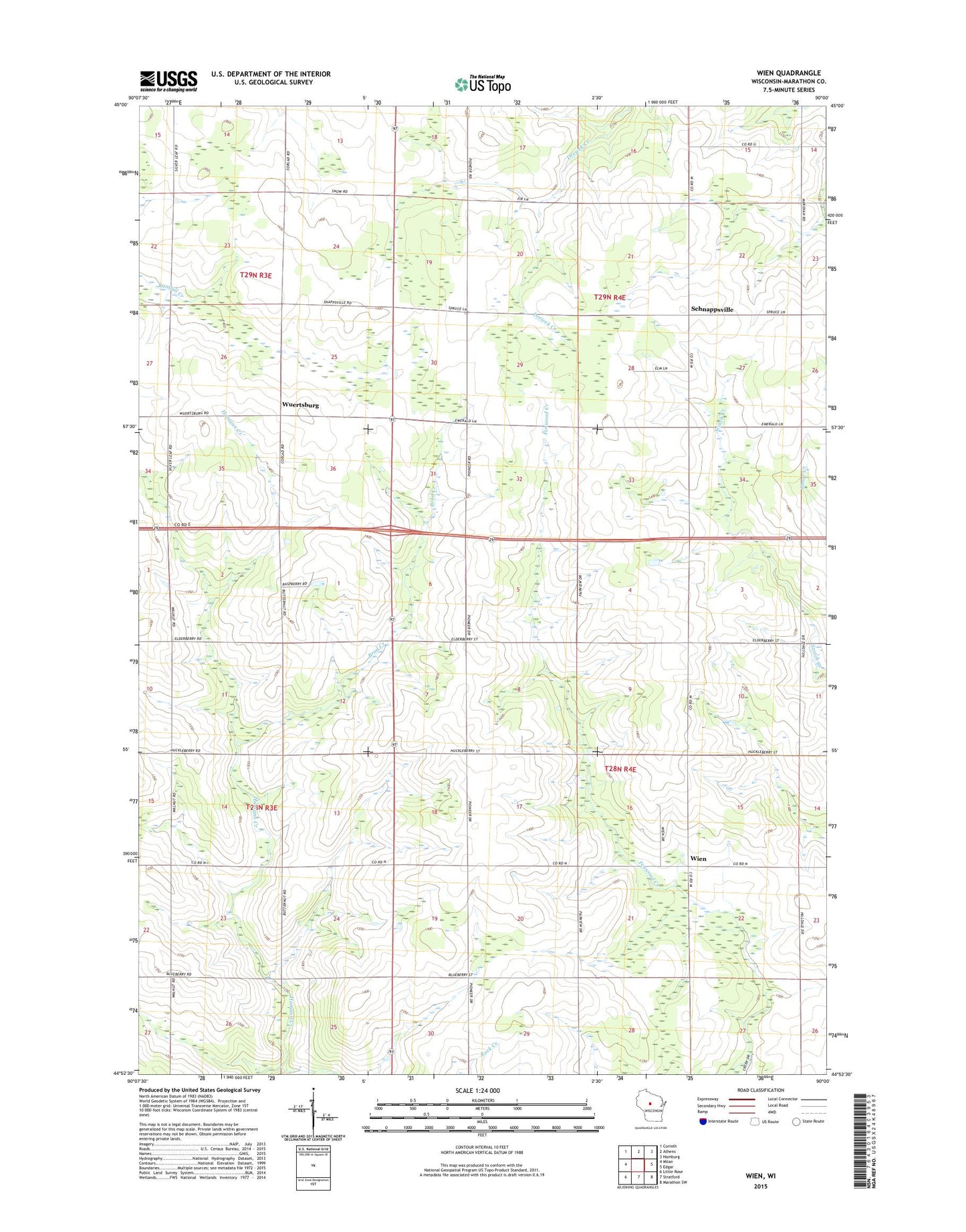 Wien Wisconsin US Topo Map Image