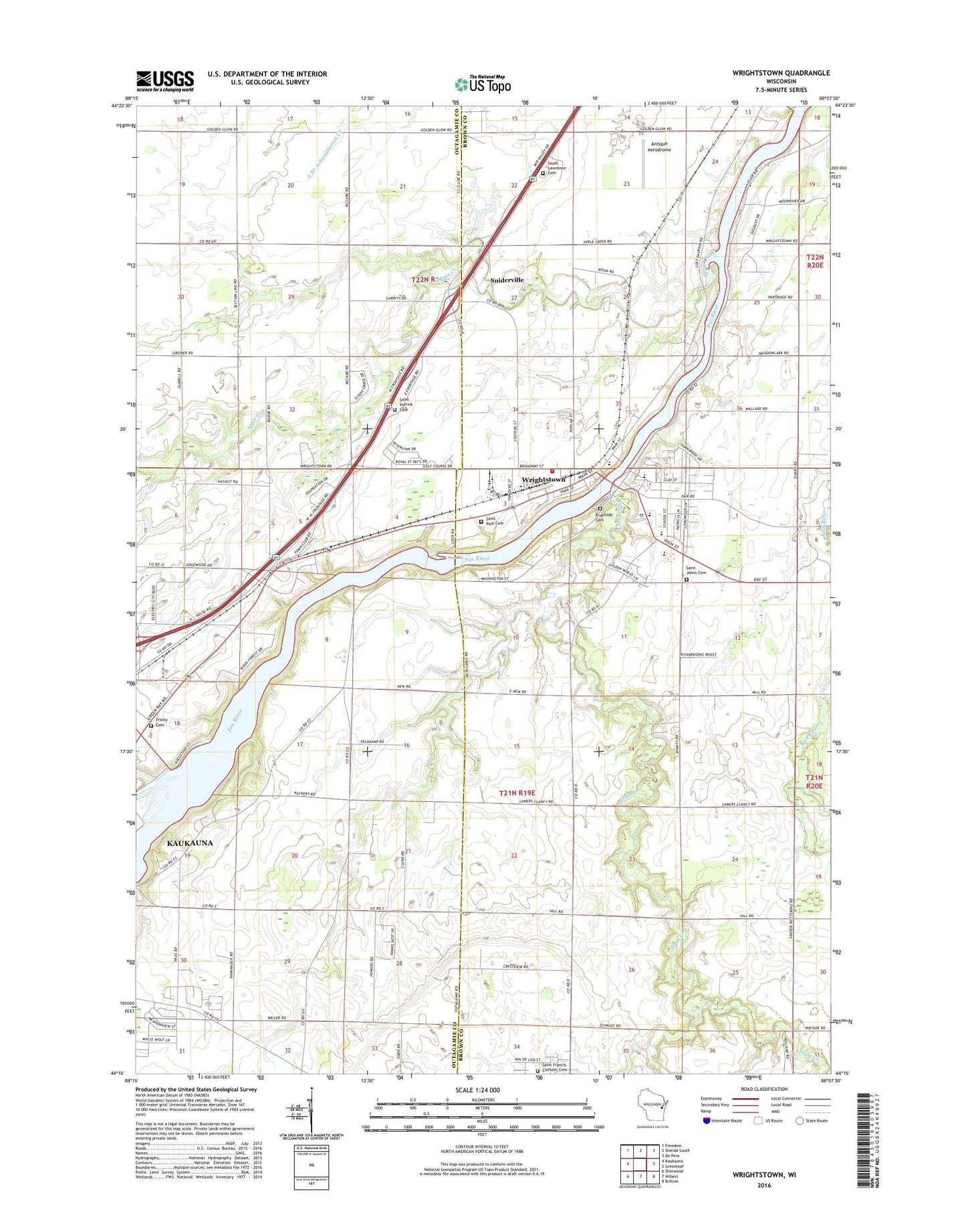 Wrightstown Wisconsin US Topo Map Image