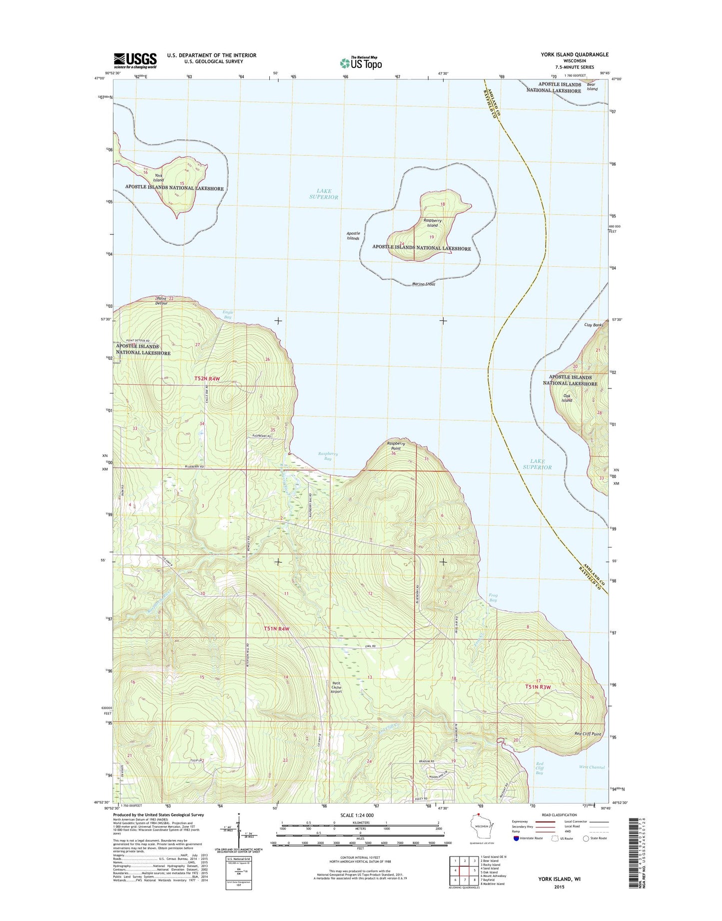 York Island Wisconsin US Topo Map Image