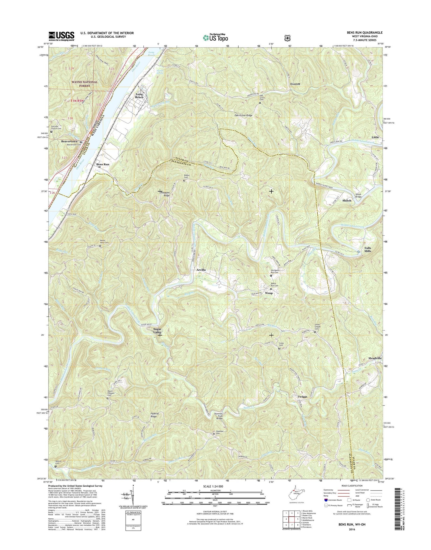 Bens Run West Virginia US Topo Map Image