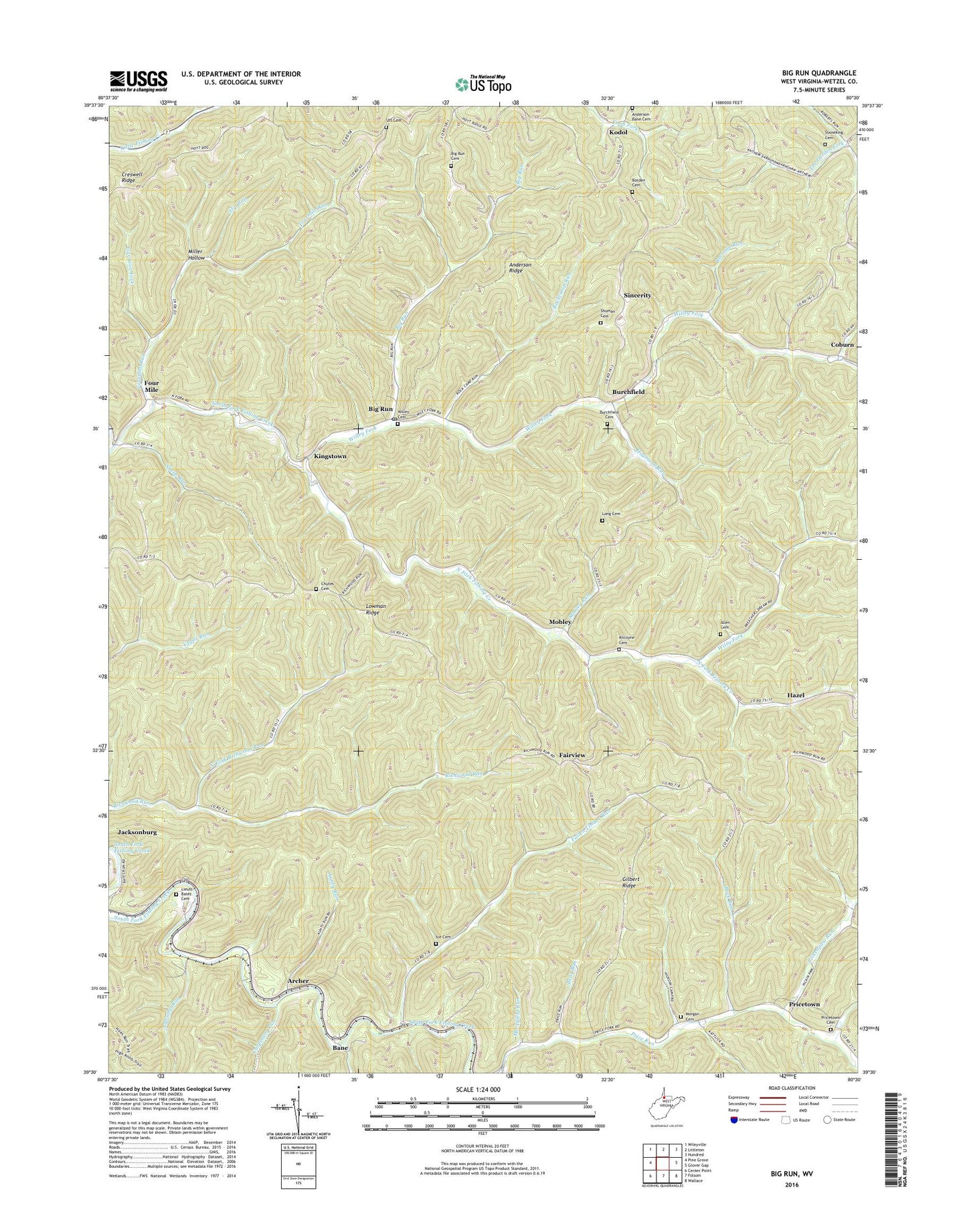 Big Run West Virginia US Topo Map Image
