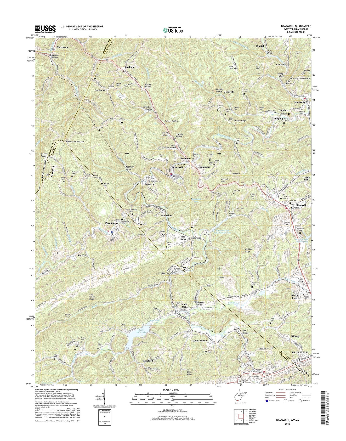 Bramwell West Virginia US Topo Map Image