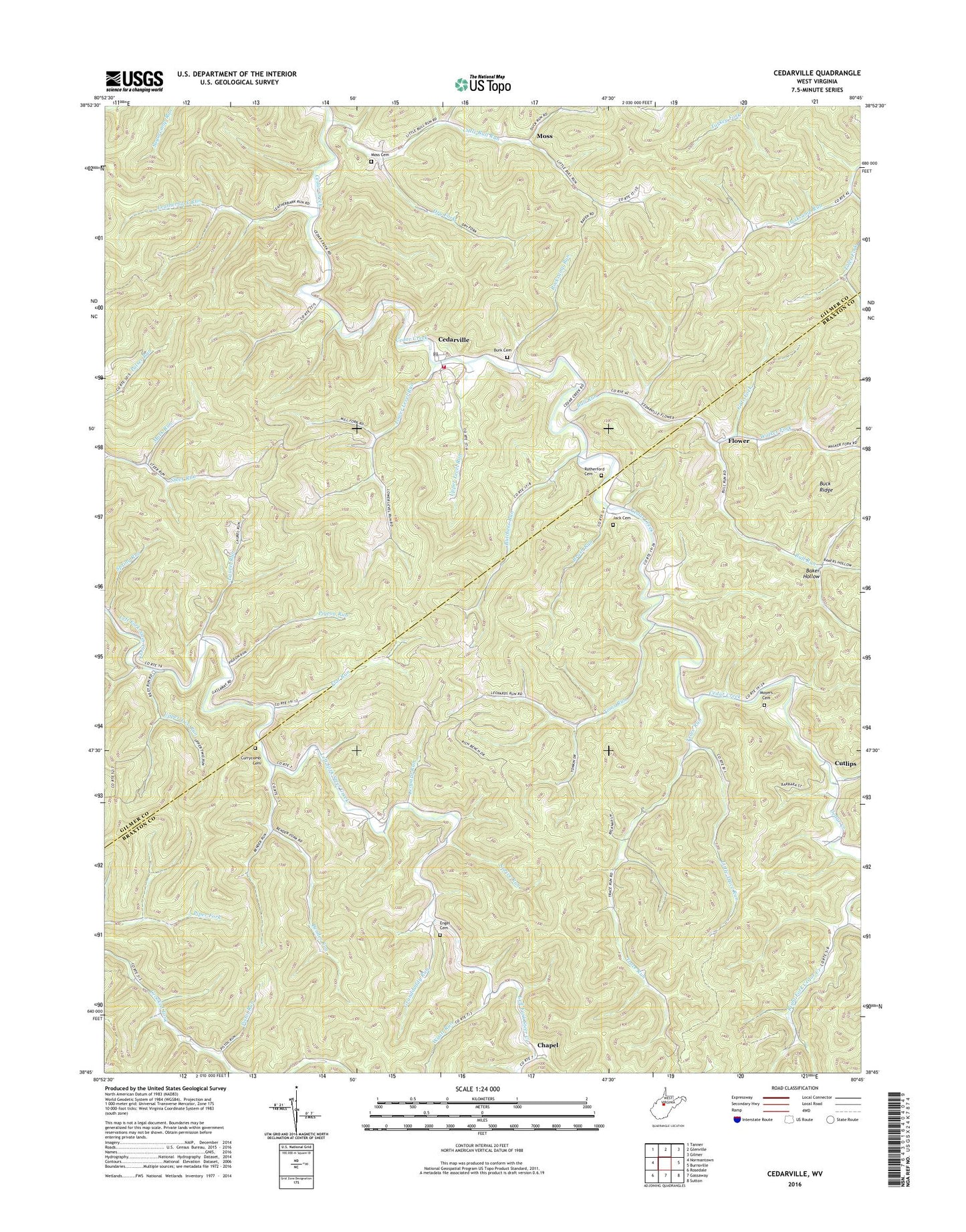Cedarville West Virginia US Topo Map Image