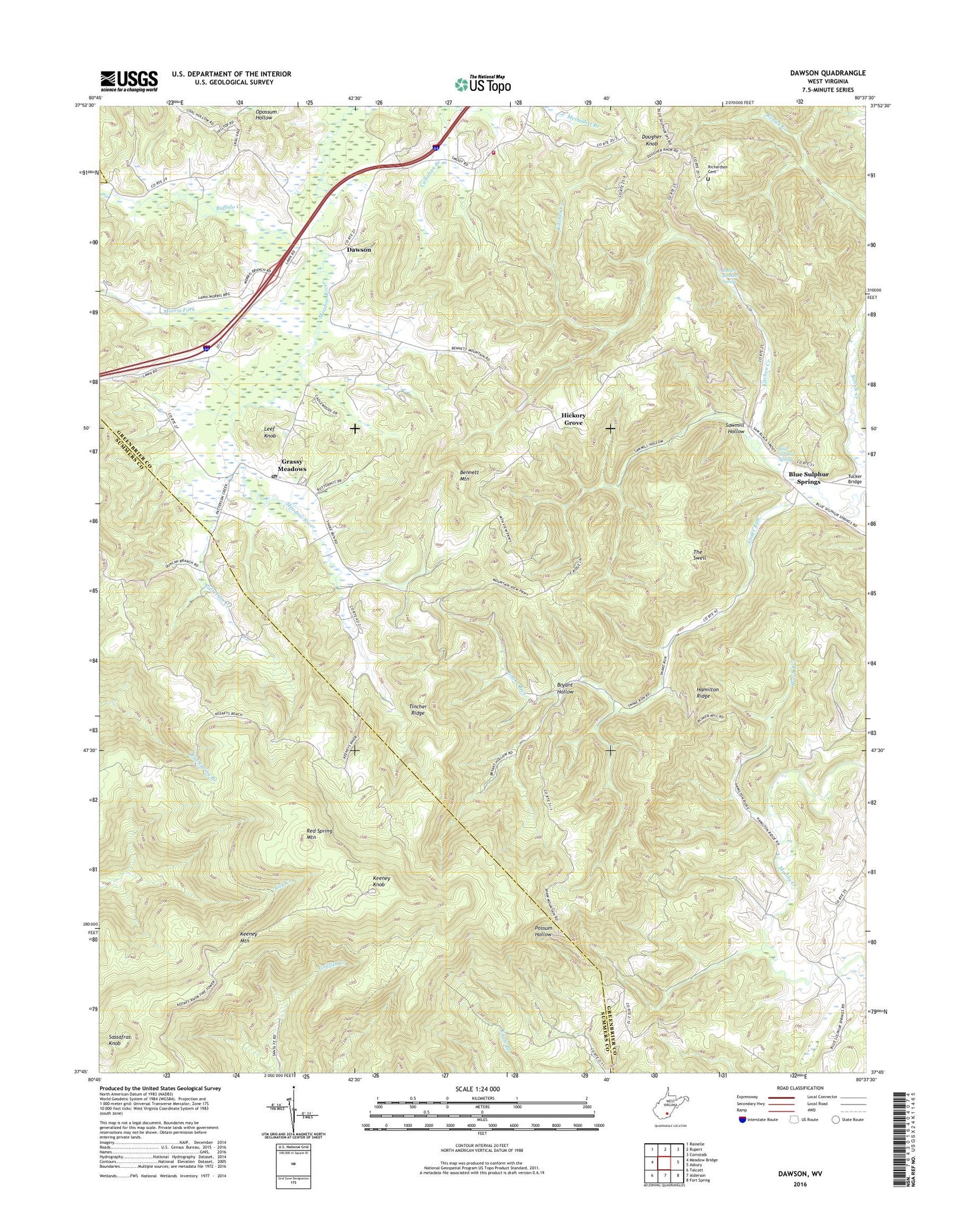 Dawson West Virginia US Topo Map Image