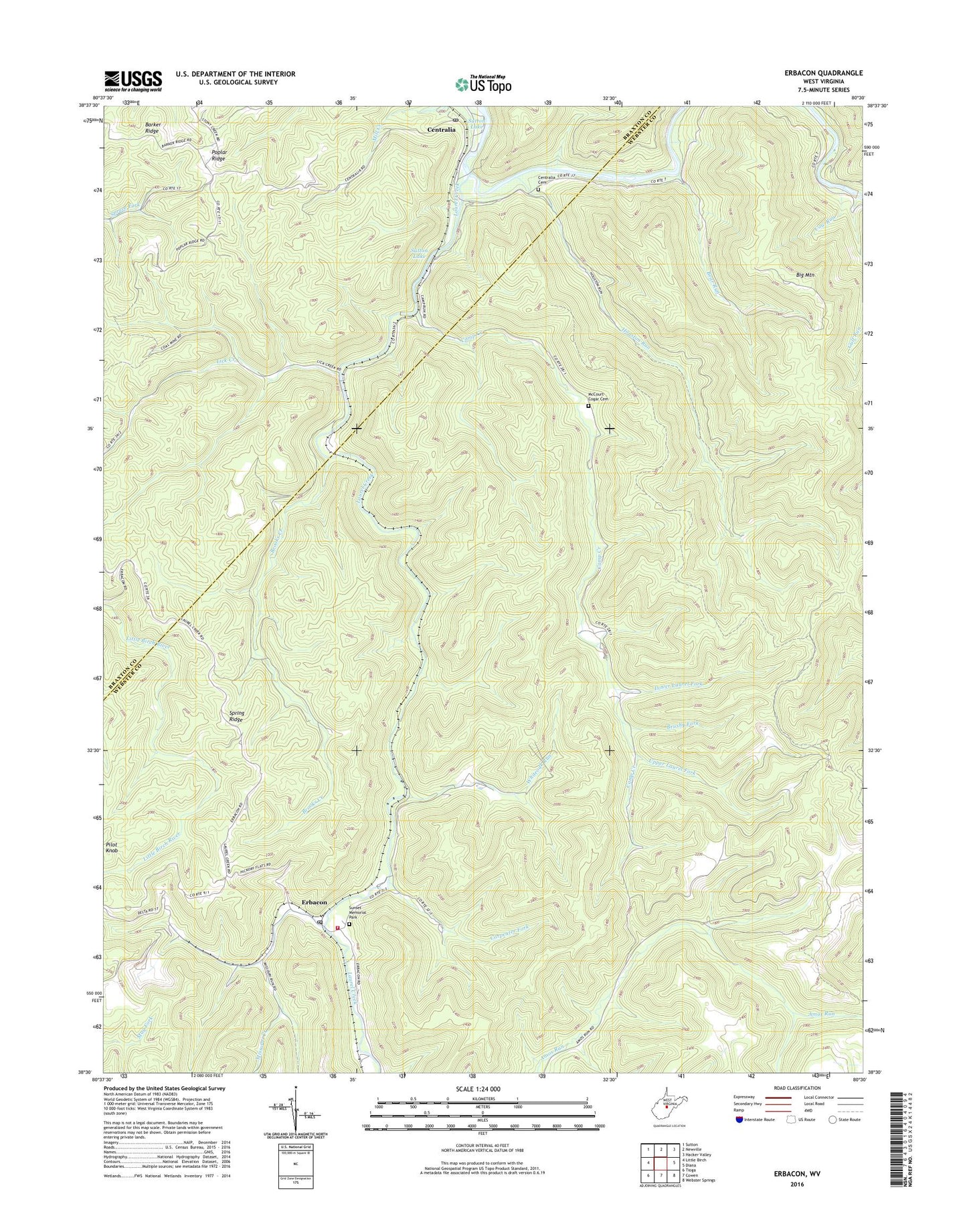 Erbacon West Virginia US Topo Map Image